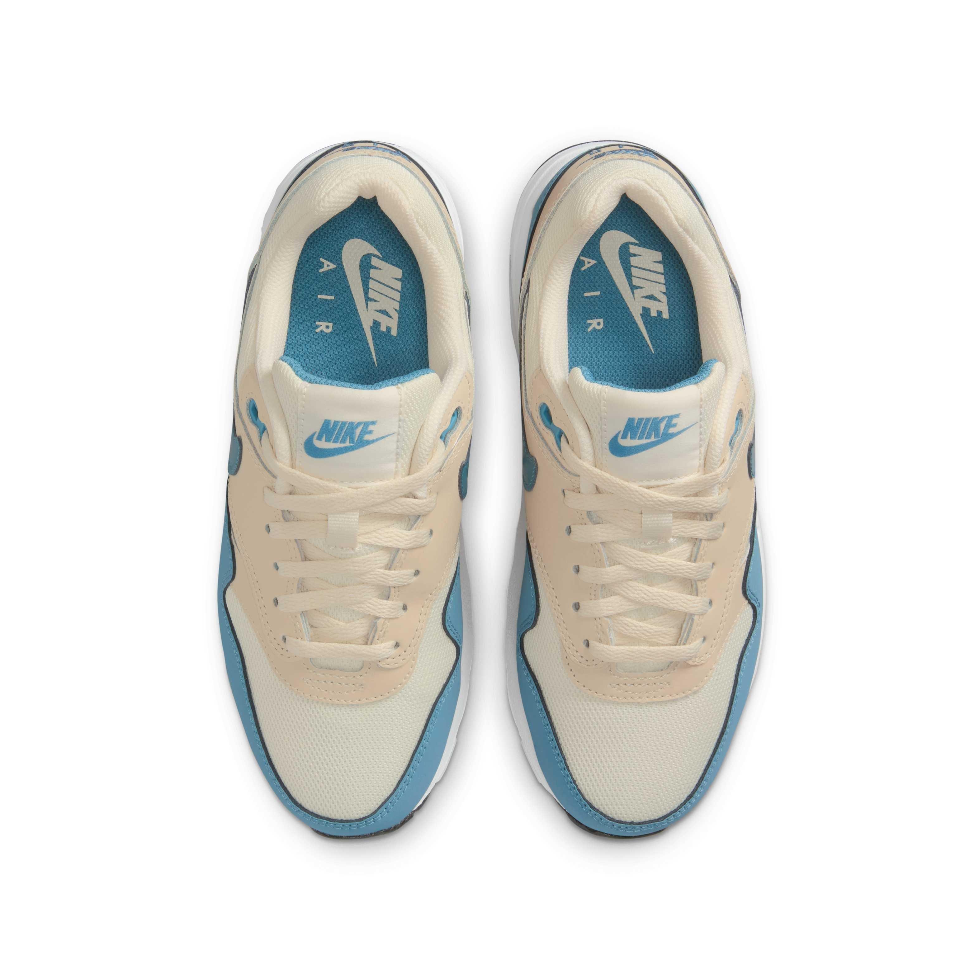 Nike Air Max 1 Grade School Boys' "Soft Pearl/Smokey Blue/Black/Light Khaki" Shoe
