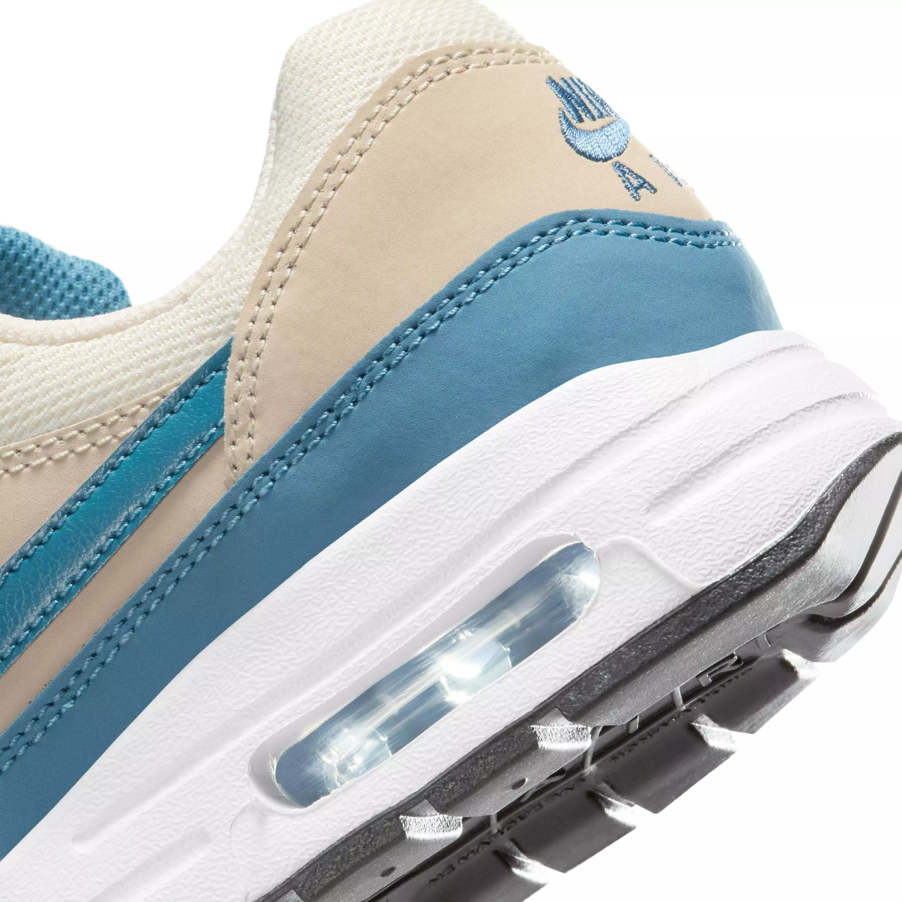 Nike Air Max 1 "Soft Pearl/Smokey Blue/Black/Light Khaki" Grade School Boys' Shoe - PEARL/BLUE/BLACK/LT KHAKI