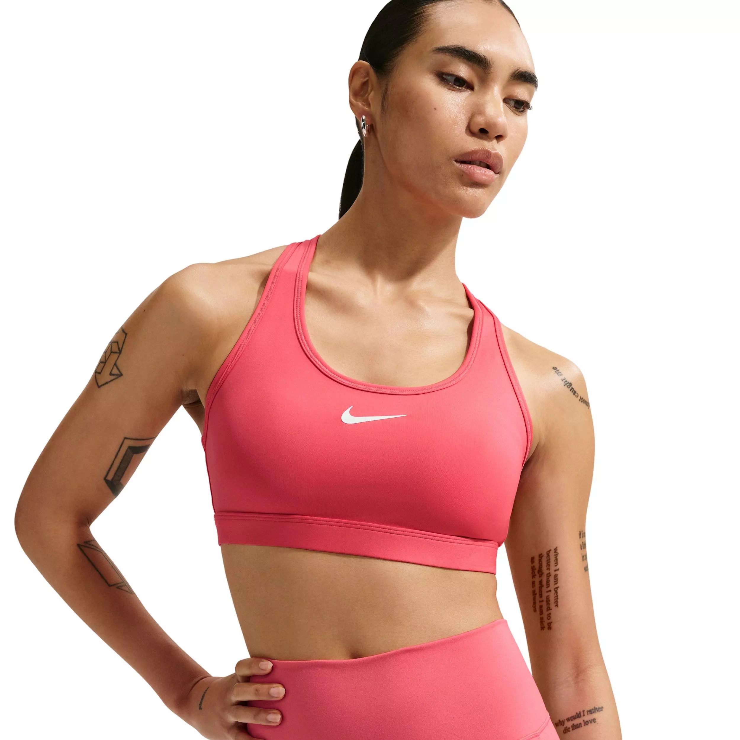 Nike Women's Swoosh Medium Support Padded Sports Bra -Coral - CORAL