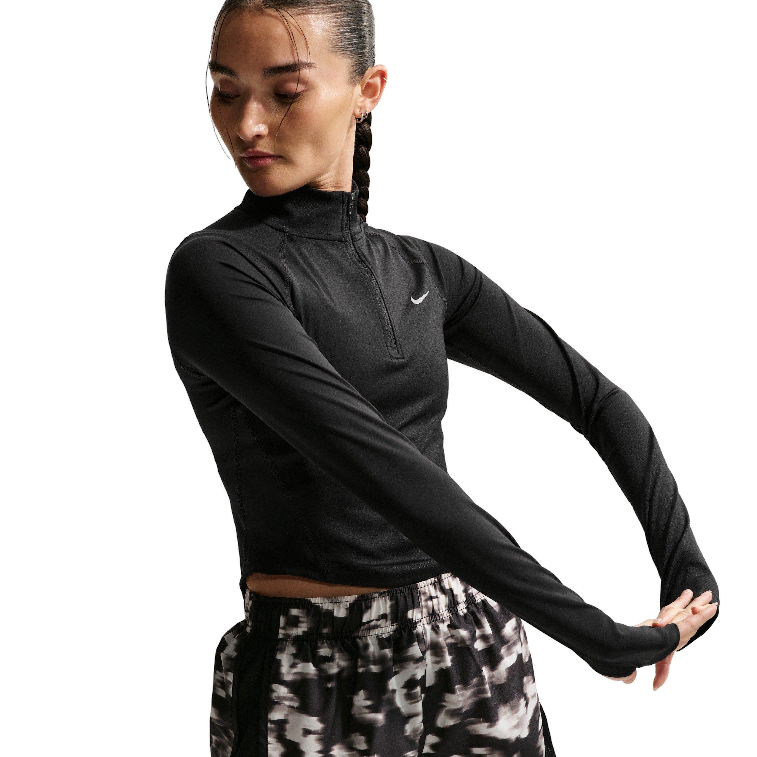 Nike Women's Tempo Dri-FIT Fitted 1/2-Zip Running Top -Black - BLACK Thumbnail View 3