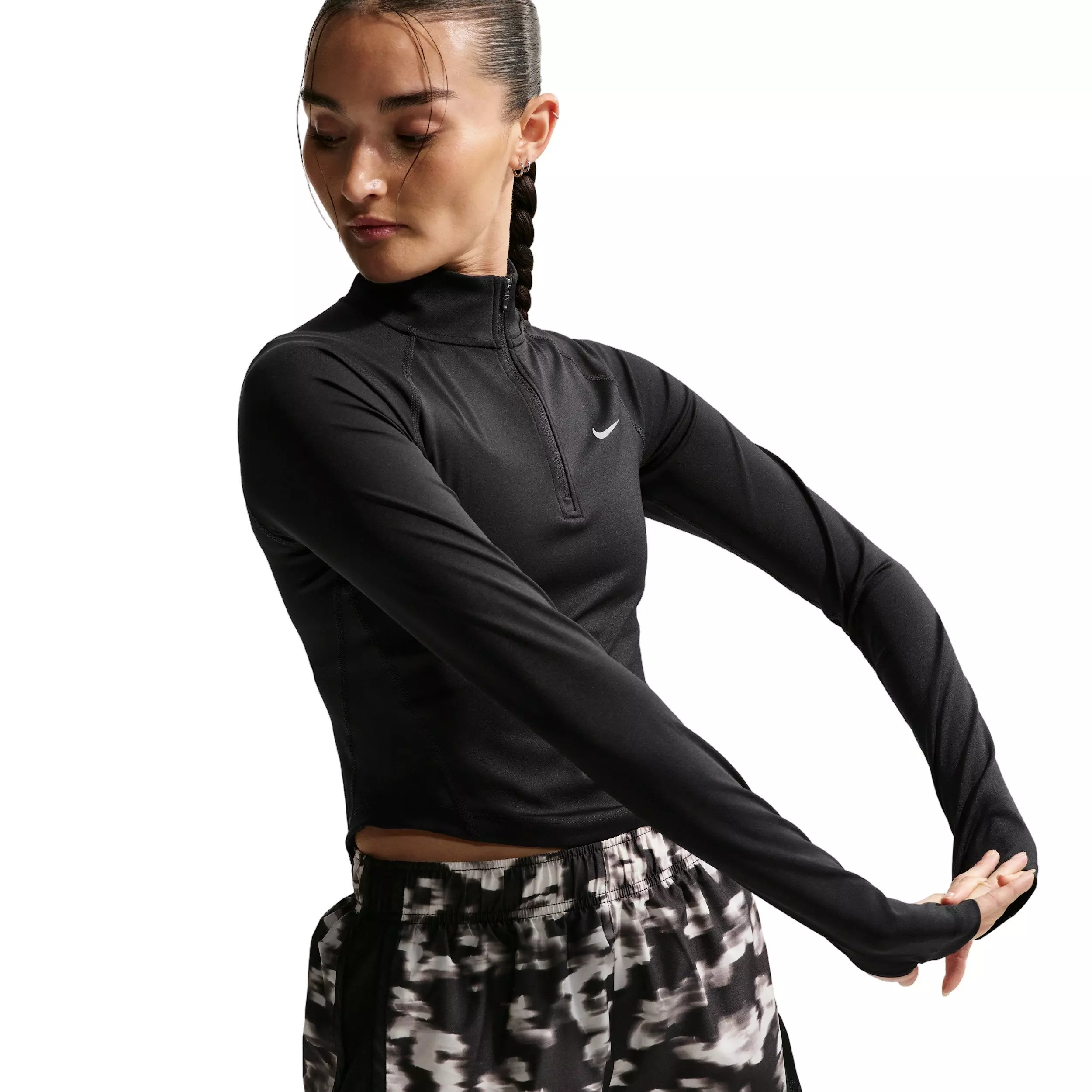 Nike Women's Tempo Dri-FIT Fitted 1/2-Zip Running Top -Black - BLACK