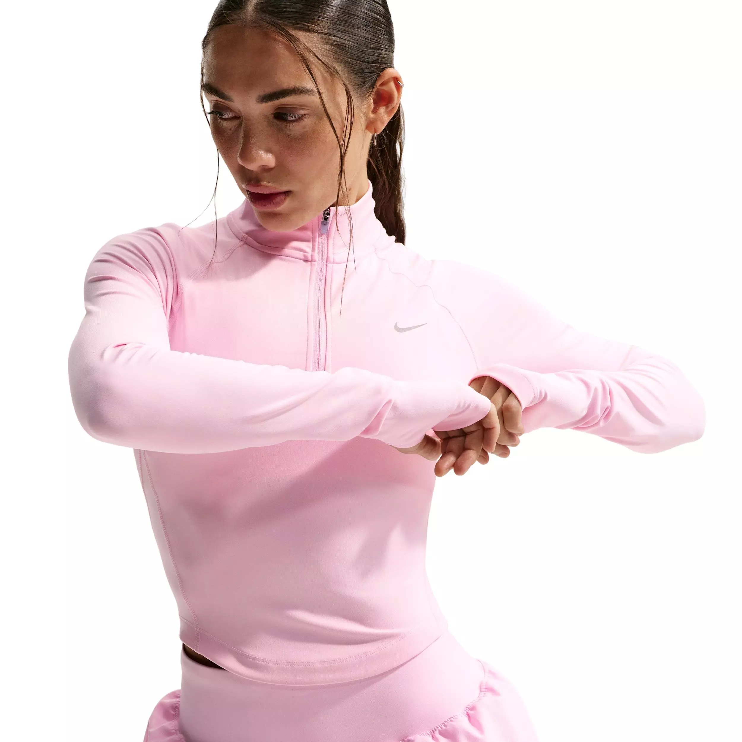 Nike Women's Tempo Dri-FIT Fitted 1/2-Zip Running Top -Pink - PINK