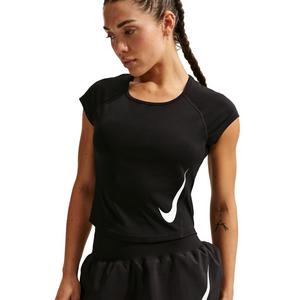 Nike Women's Tempo Swoosh Dri-FIT Cap-Sleeve Running Top -Black