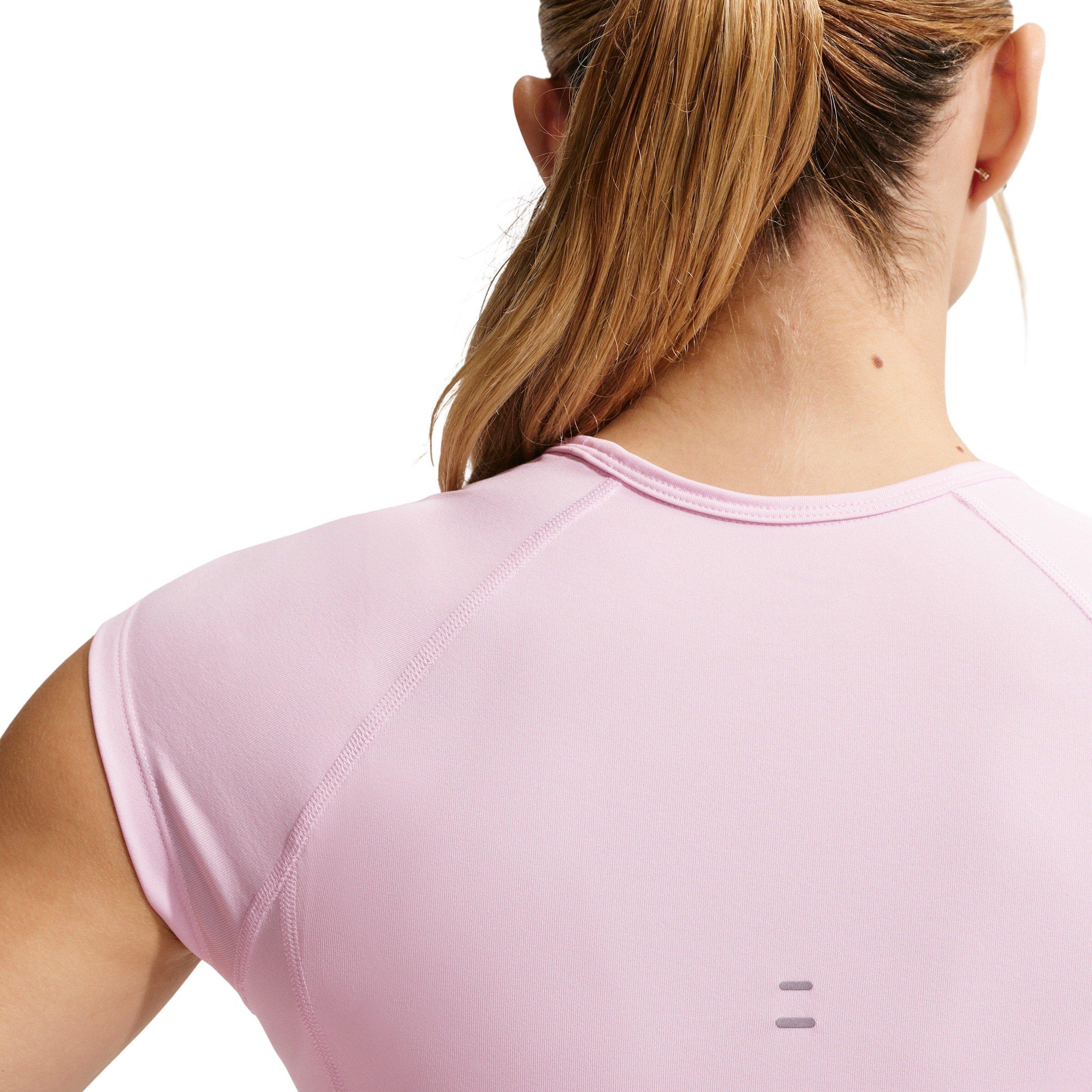 Nike Women's Tempo Swoosh Dri-FIT Cap-Sleeve Running Top - Pink - PINK Thumbnail View 2