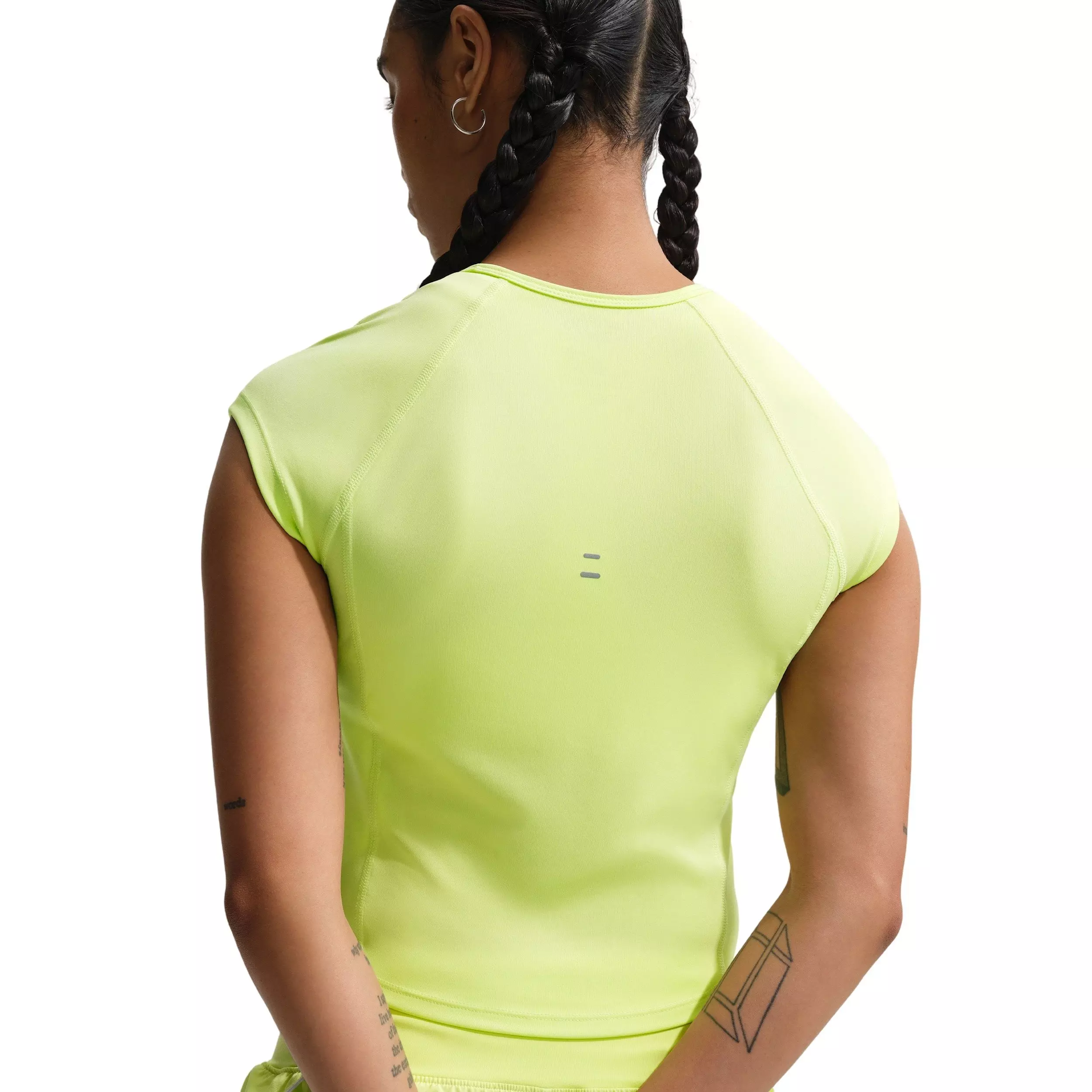 Nike Women's Tempo Swoosh Dri-FIT Cap-Sleeve Running Top - Yellow - YELLOW