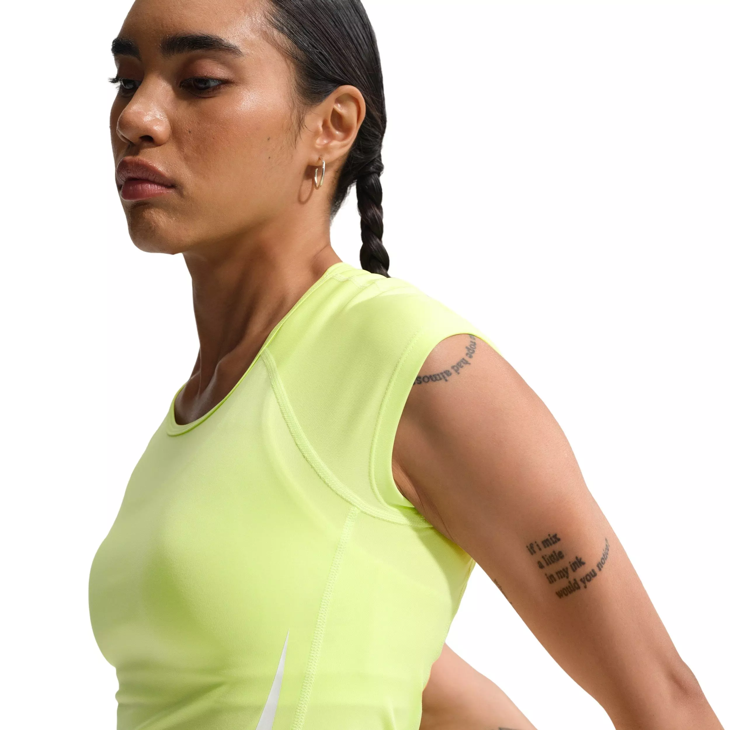 Nike Women's Tempo Swoosh Dri-FIT Cap-Sleeve Running Top -Yellow - YELLOW