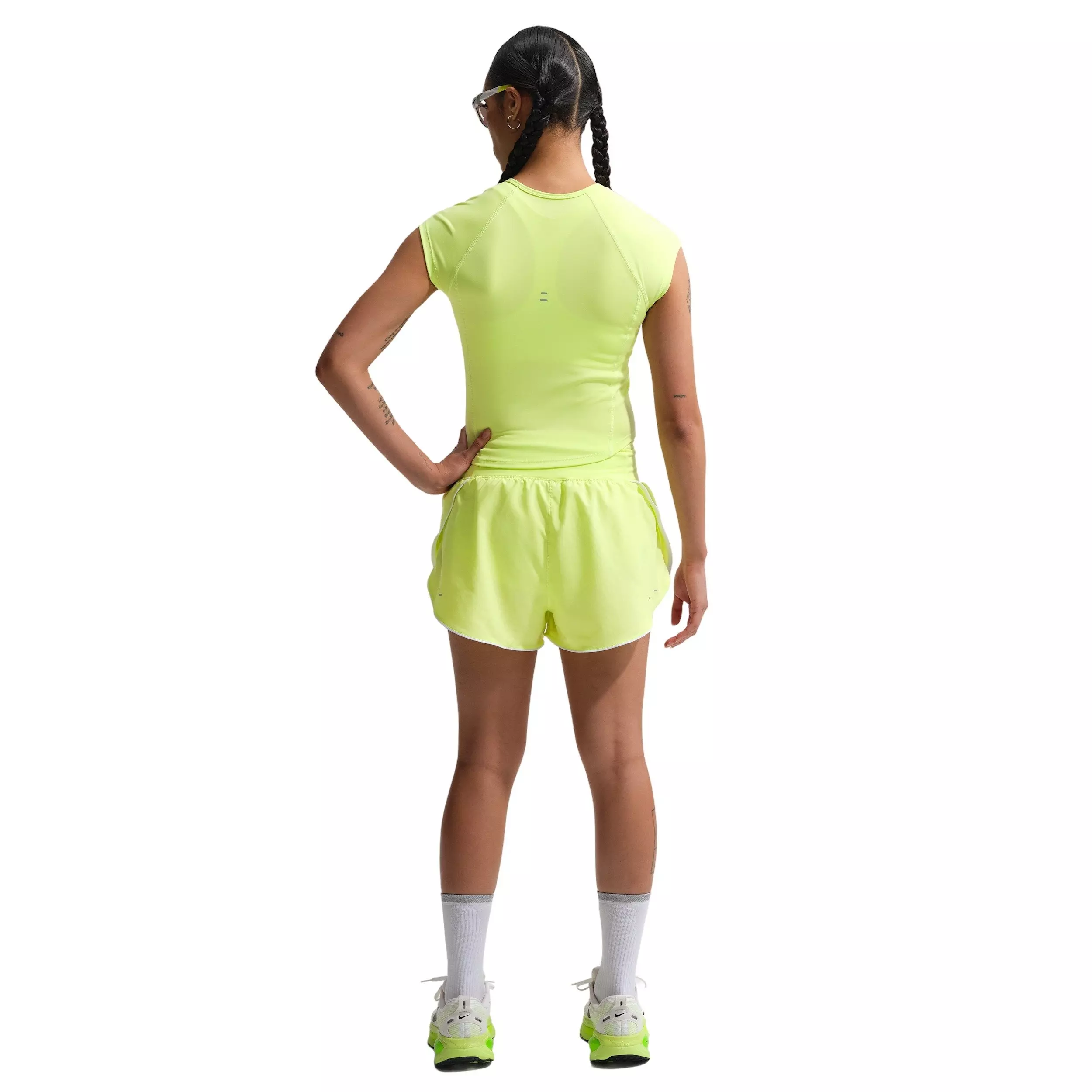 Nike Women's Tempo Swoosh Dri-FIT Cap-Sleeve Running Top - Yellow - YELLOW