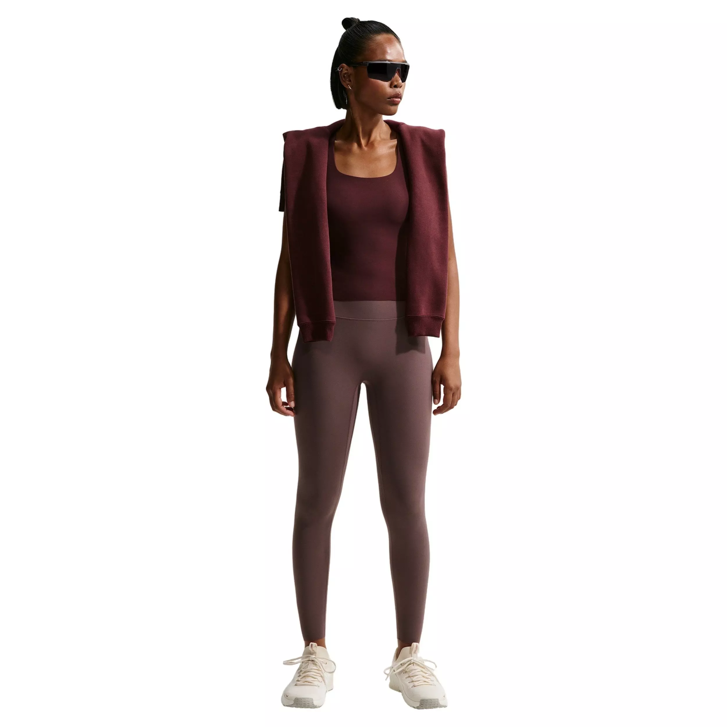 Nike Women's Zenvy 7/8 High-Waisted Leggings with No Front Seam -Tattoo Purple - TATTOO PURPLE