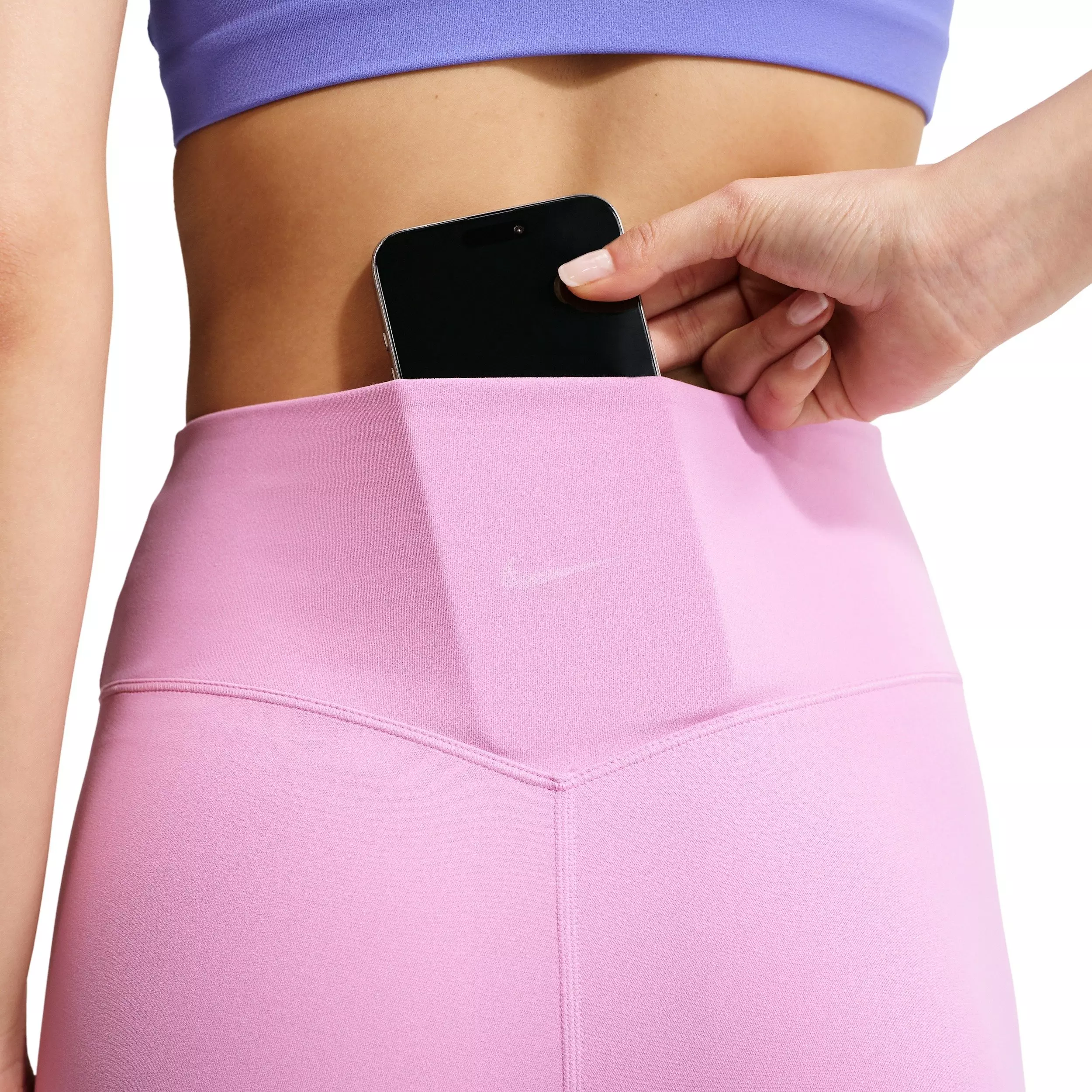 Nike Women's Zenvy 7/8 High-Waisted Leggings with No Front Seam - Lt Magenta - LT MAGENTA