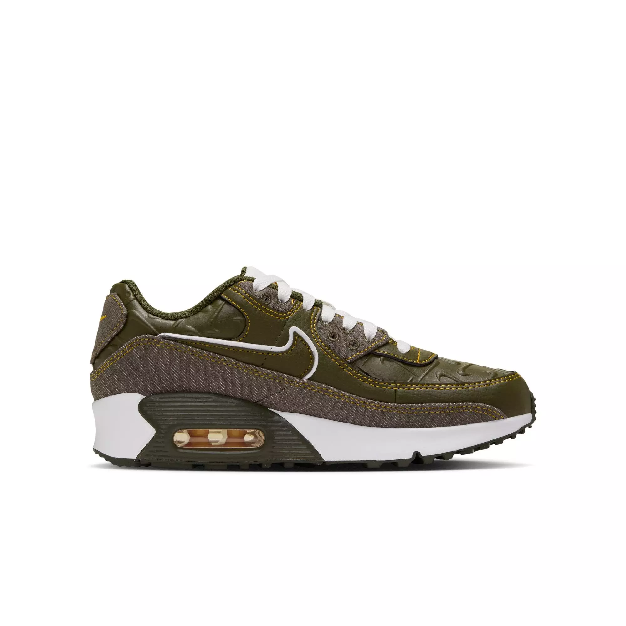 Nike Air Max 90 "Cargo Khaki" Grade School Kids' Shoe - CARGO KHAKI/SUMMIT WHITE/YELLOW OCHRE