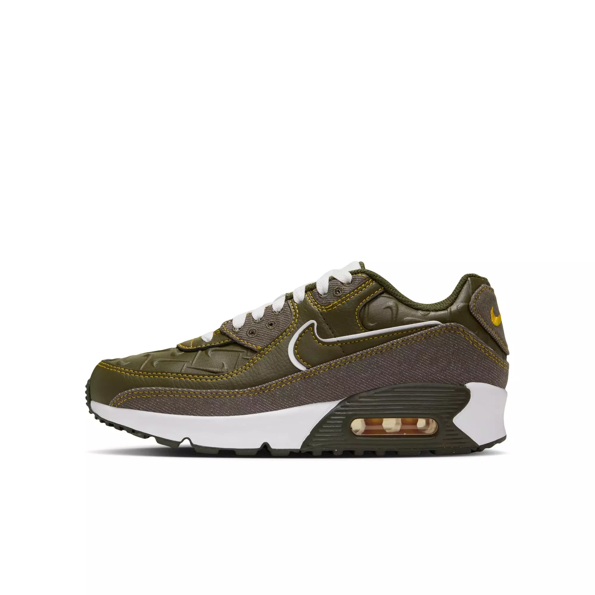 Nike Air Max 90 "Cargo Khaki" Grade School Kids' Shoe - CARGO KHAKI/SUMMIT WHITE/YELLOW OCHRE