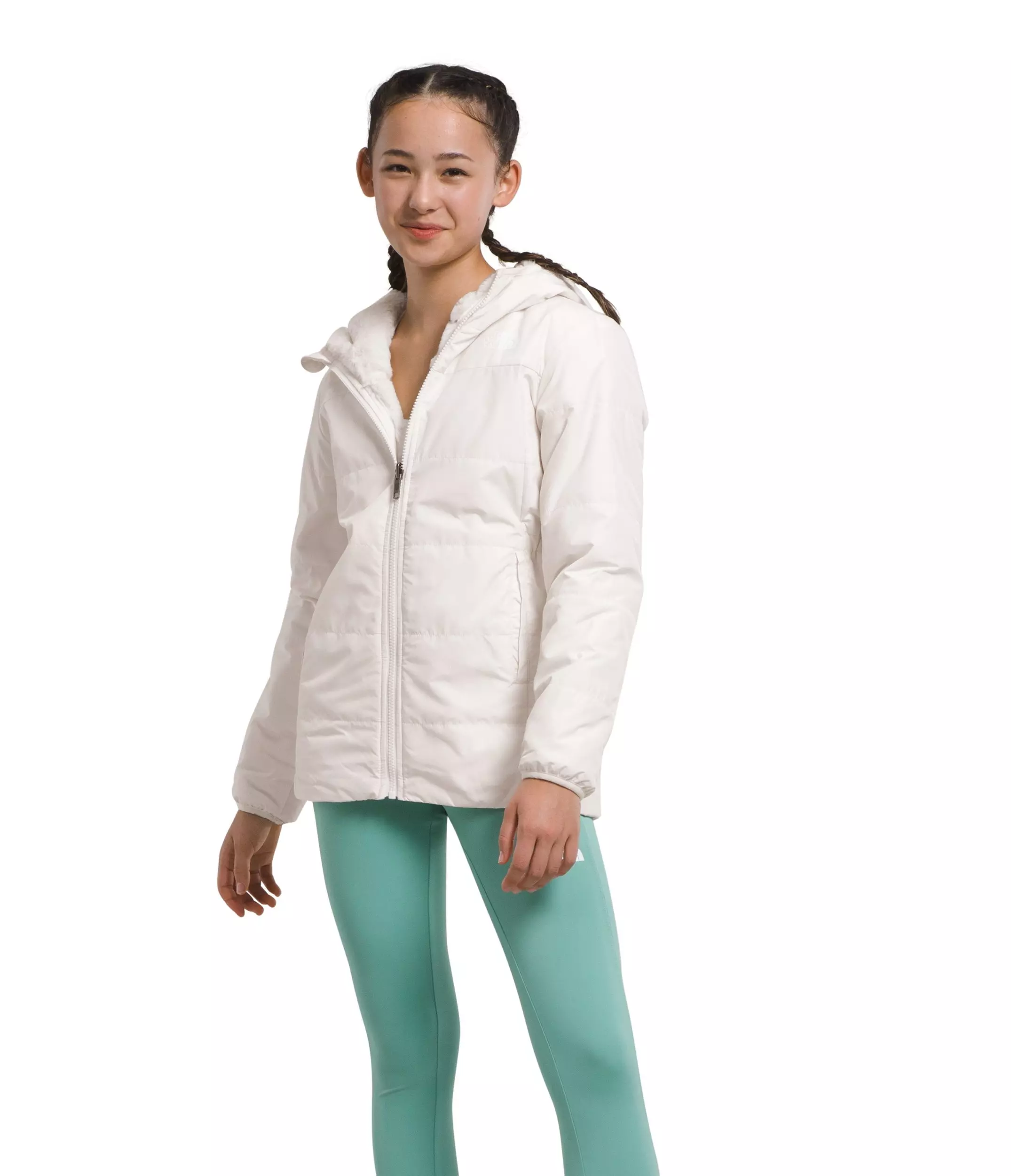 The North Face Big Girls' Reversible Mossbud Parka-White - WHITE