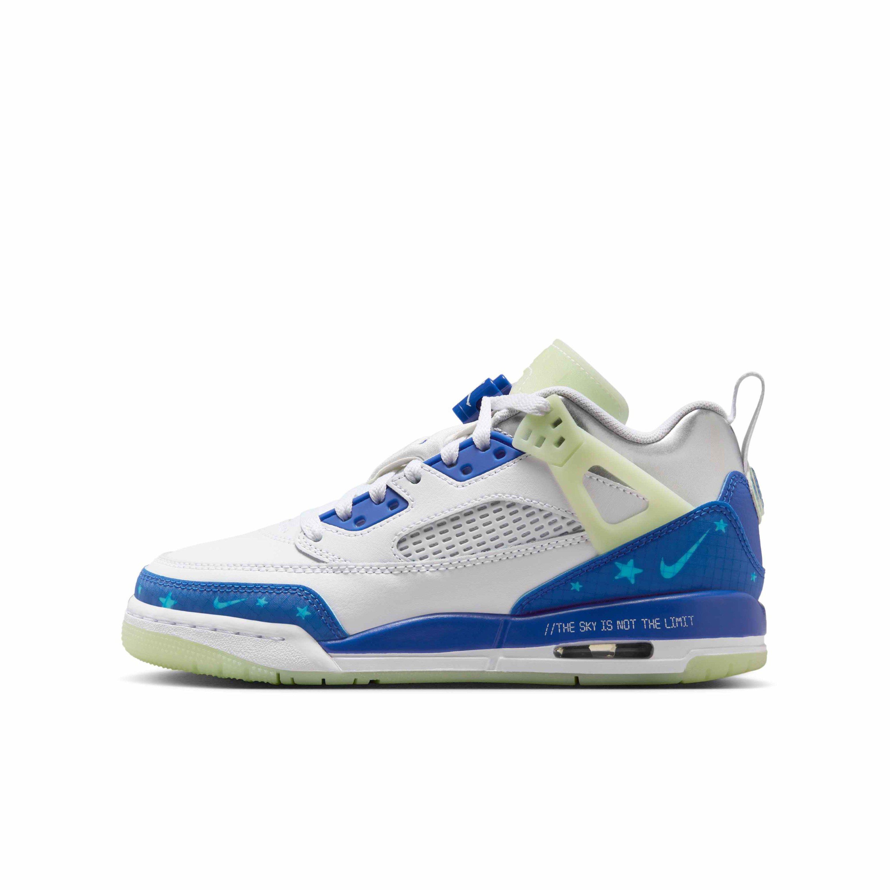 Jordan Spizike Low Grade School Boys' "White/Volt Tint/Metallic Silver/Hyper Royal" Shoe