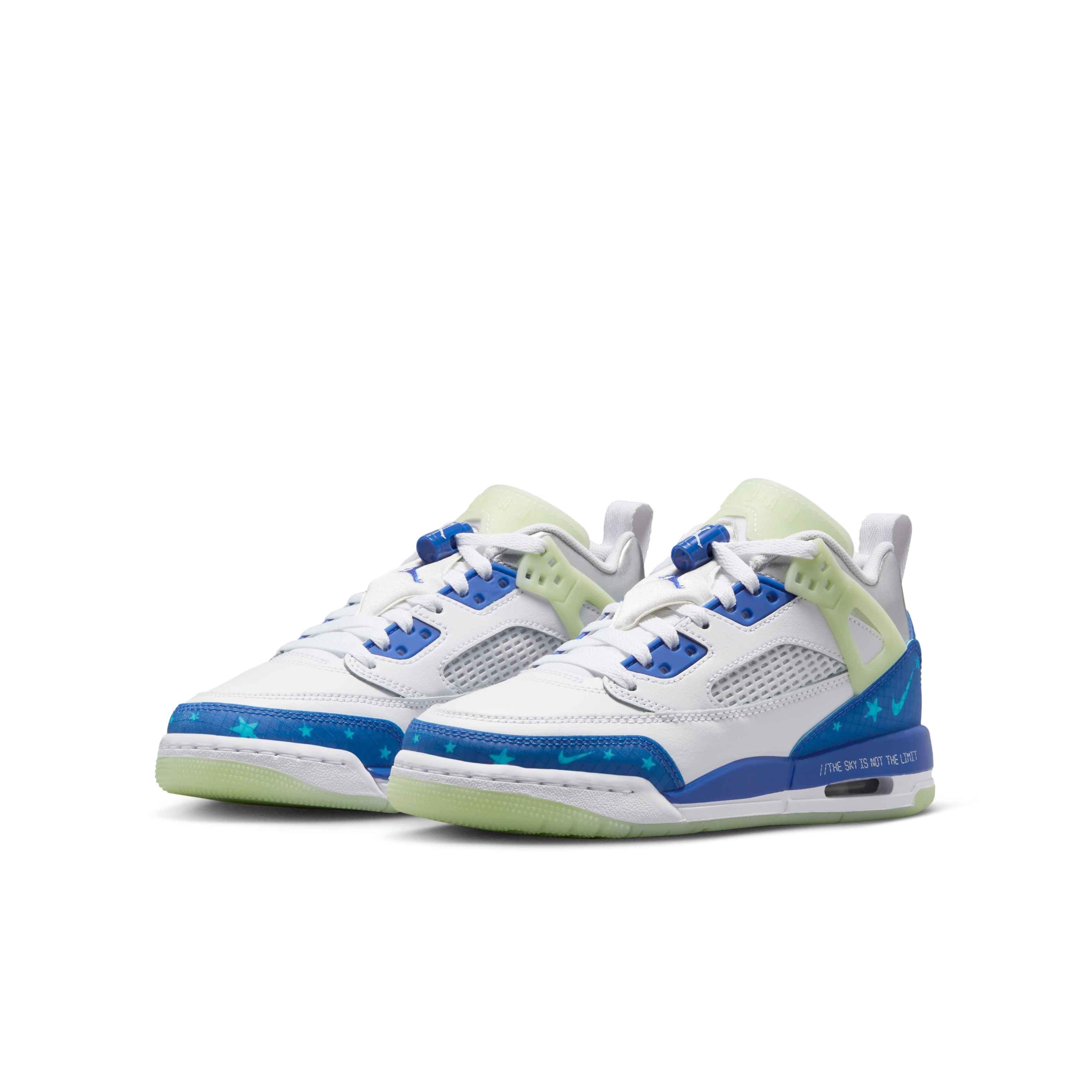Jordan Spizike Low Grade School Boys' "White/Volt Tint/Metallic Silver/Hyper Royal" Shoe