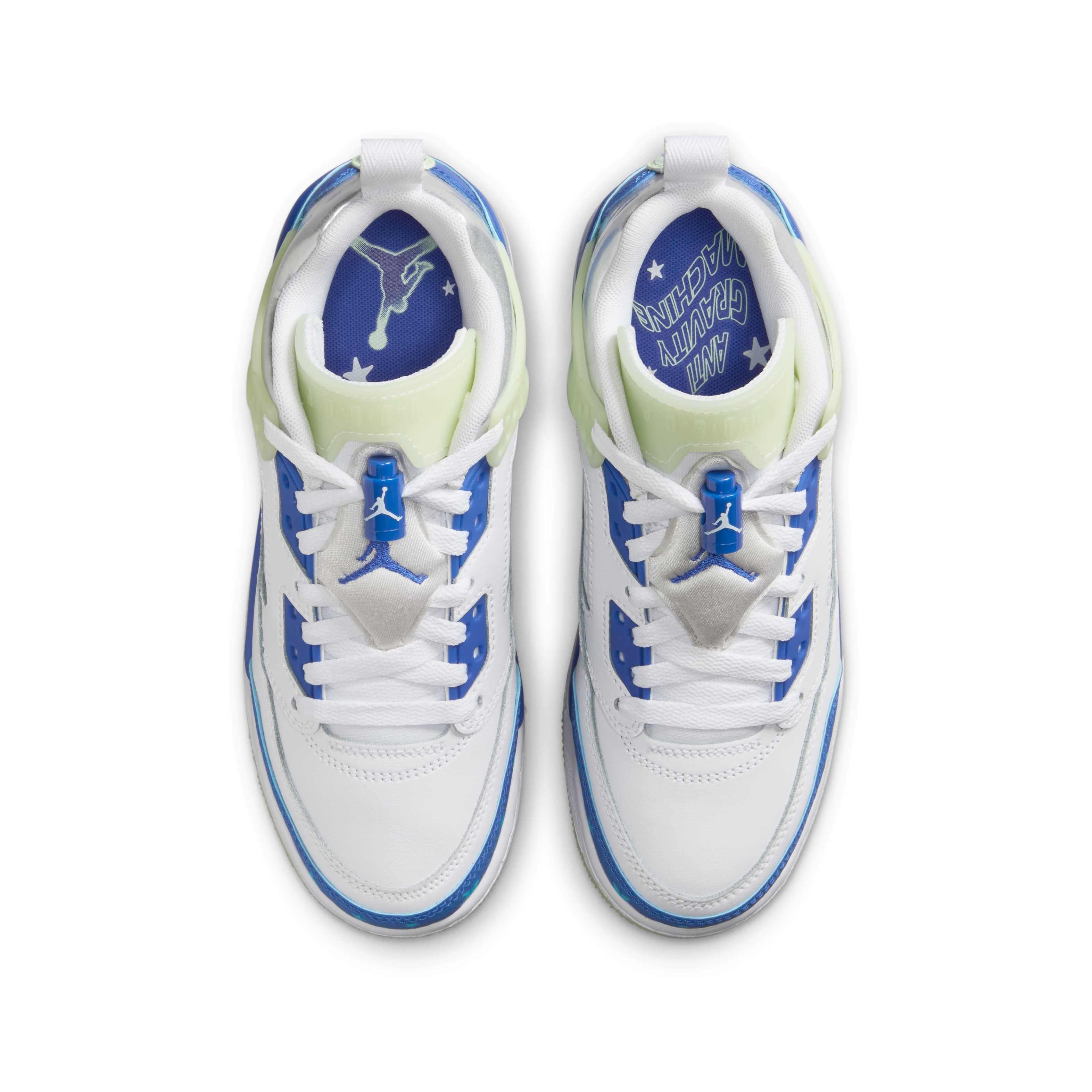 Jordan Spizike Low Grade School Boys' "White/Volt Tint/Metallic Silver/Hyper Royal" Shoe