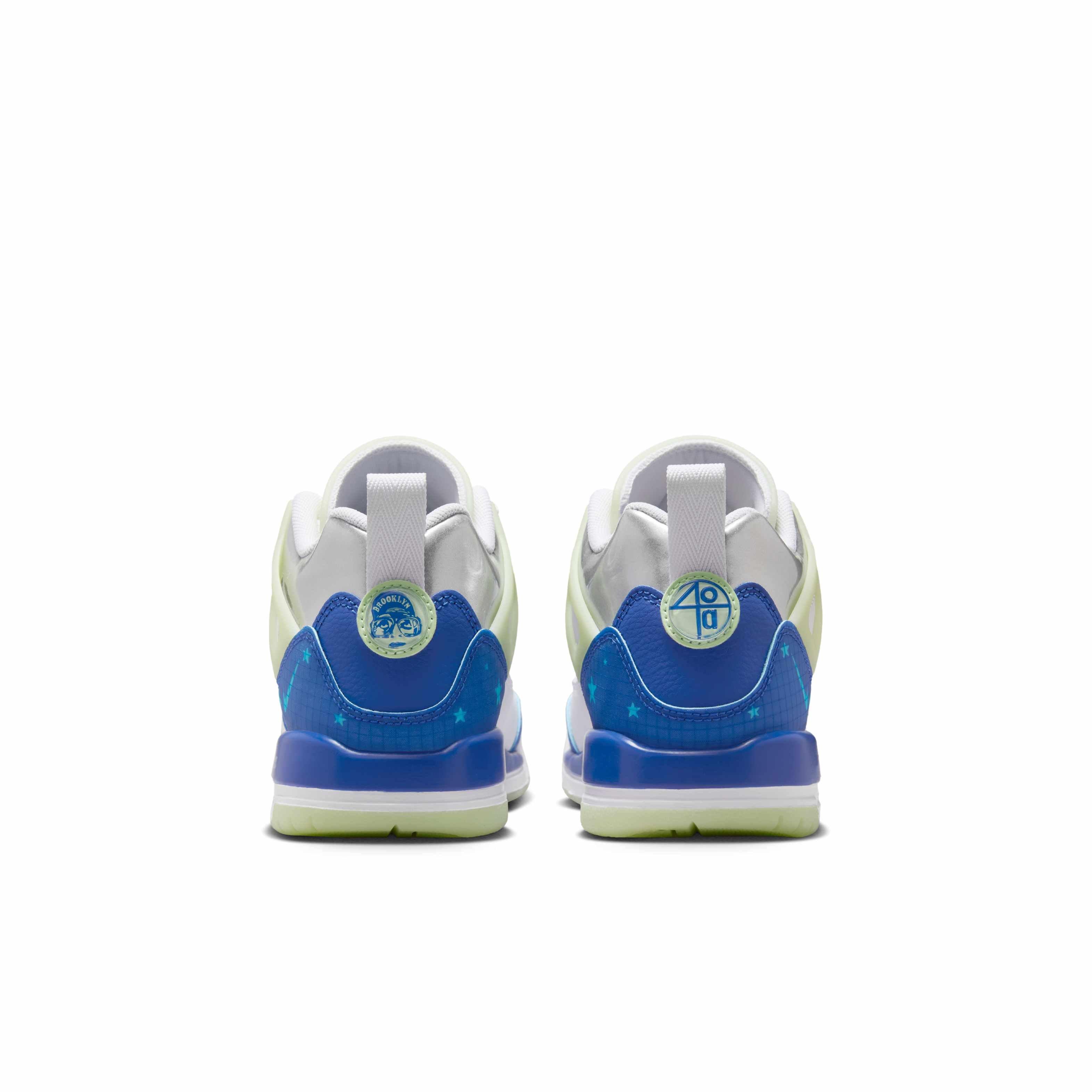 Jordan Spizike Low Grade School Boys' "White/Volt Tint/Metallic Silver/Hyper Royal" Shoe