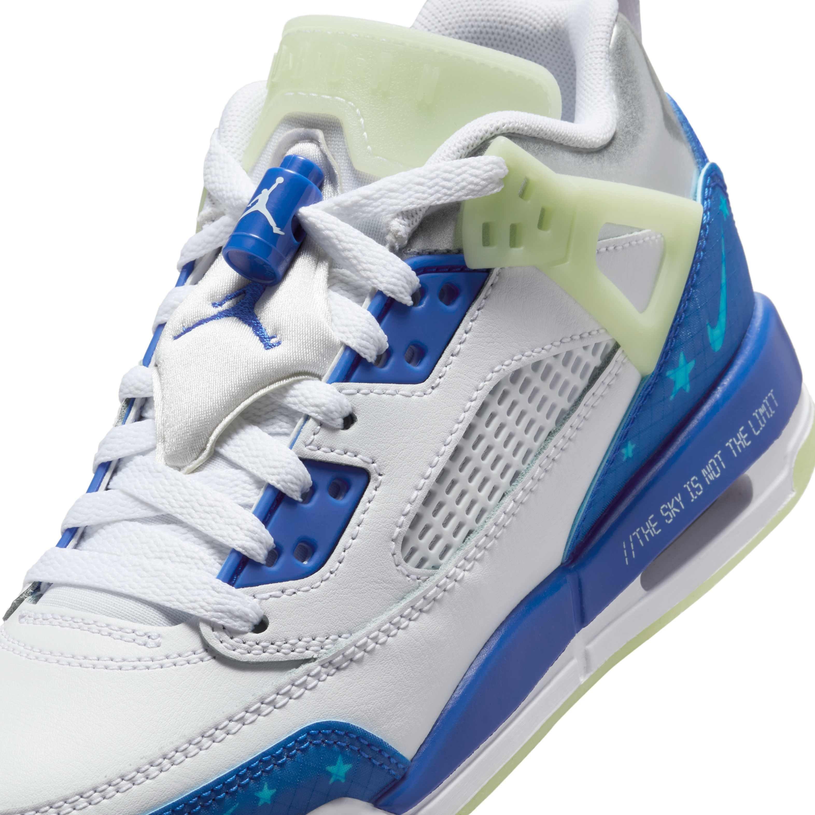 Jordan Spizike Low Grade School Boys' "White/Volt Tint/Metallic Silver/Hyper Royal" Shoe