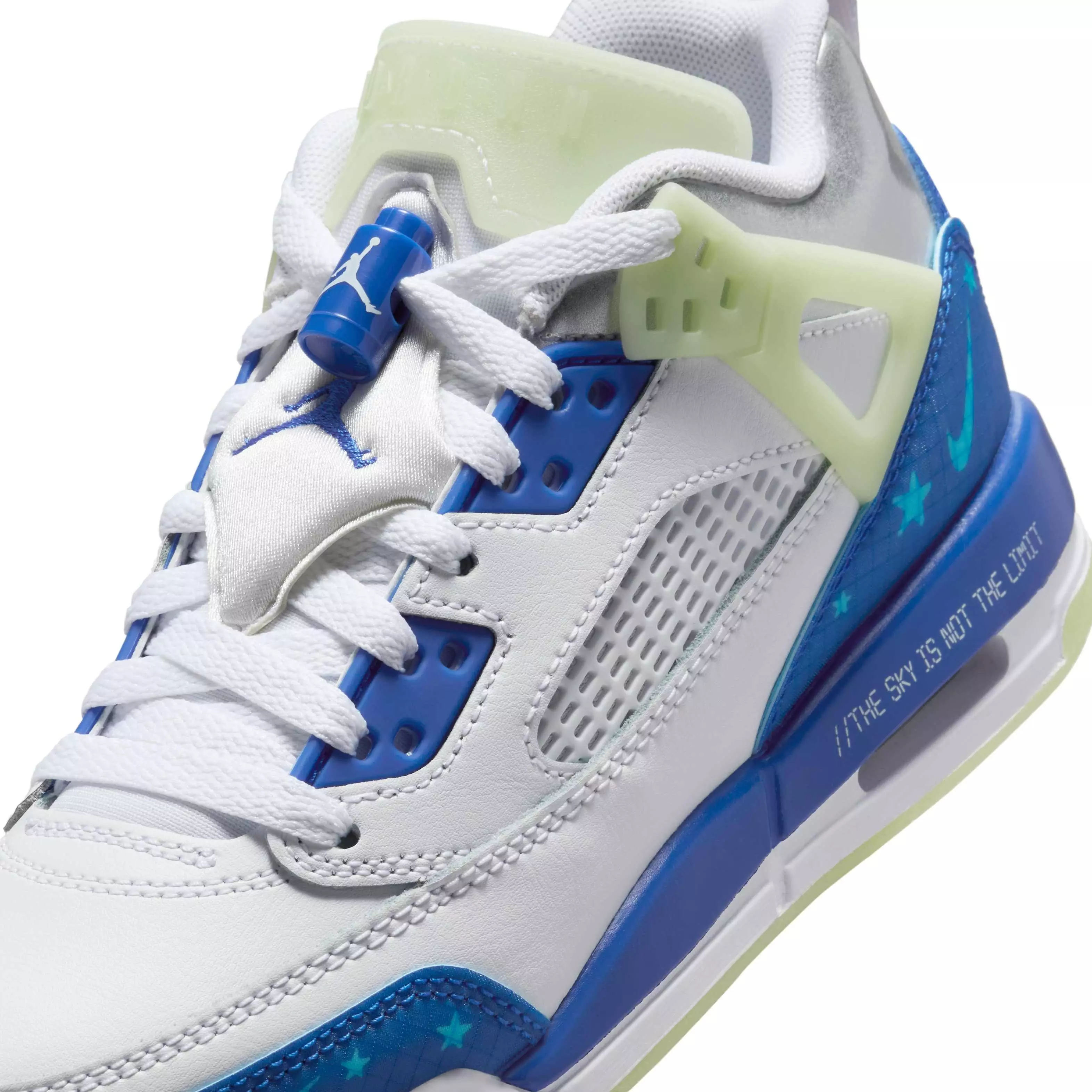 Jordan Spizike Low "White/Volt Tint/Metallic Silver/Hyper Royal" Grade School Boys' Shoe - WHITE/VOLT/SILVER/ROYAL