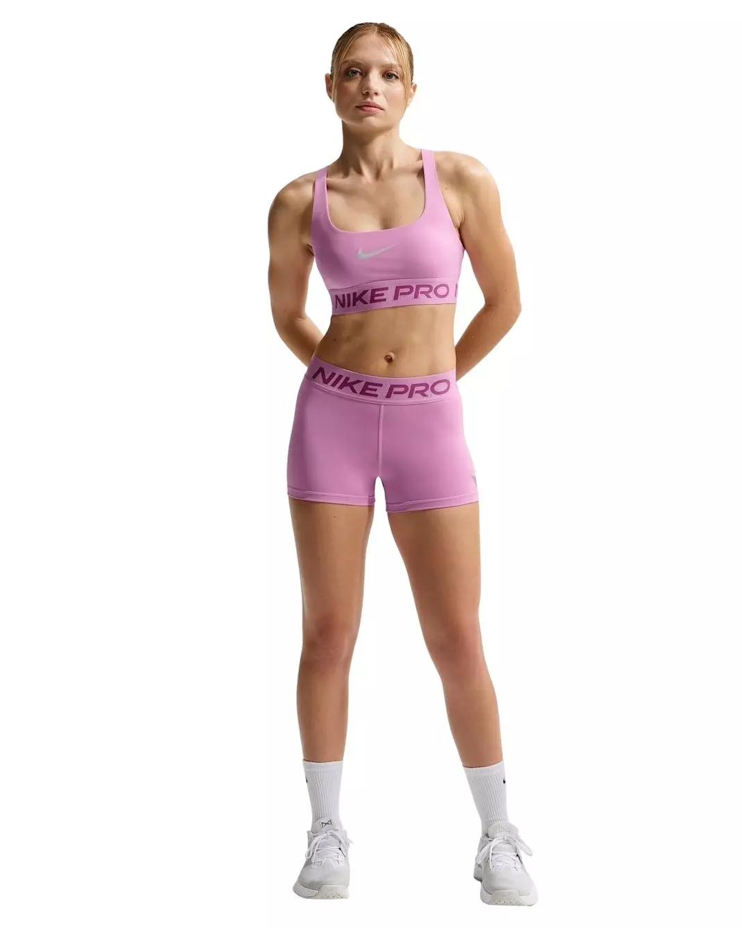 Nike Women's Pro Mid-Rise 3" Biker Shorts - Lt Magenta - LT MAGENTA