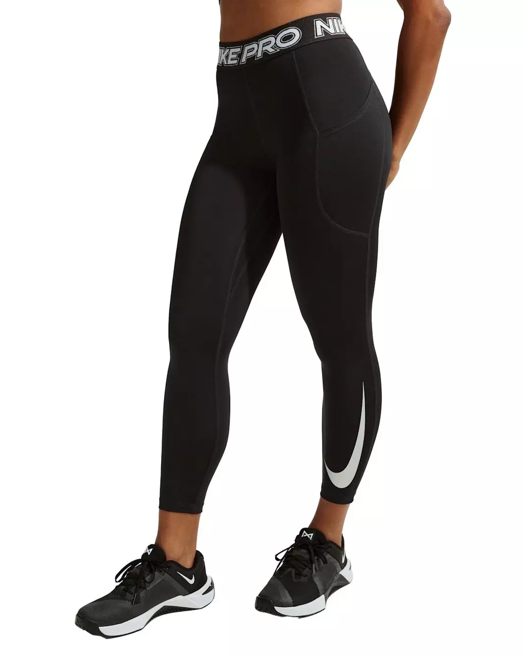 Nike Women's Pro Mid-Rise 7/8 Leggings - Black - BLACK