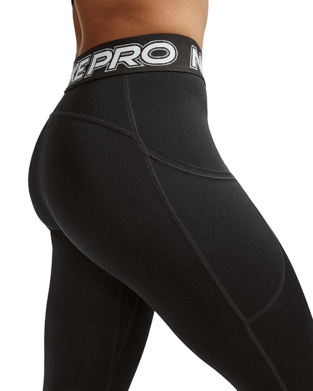 Nike Women's Pro Mid-Rise 7/8 Leggings -Black - BLACK Thumbnail View 2