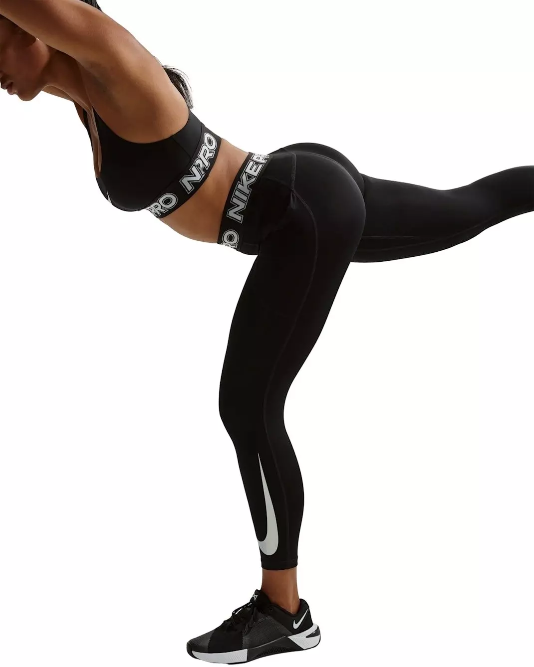 Nike Women's Pro Mid-Rise 7/8 Leggings - Black - BLACK