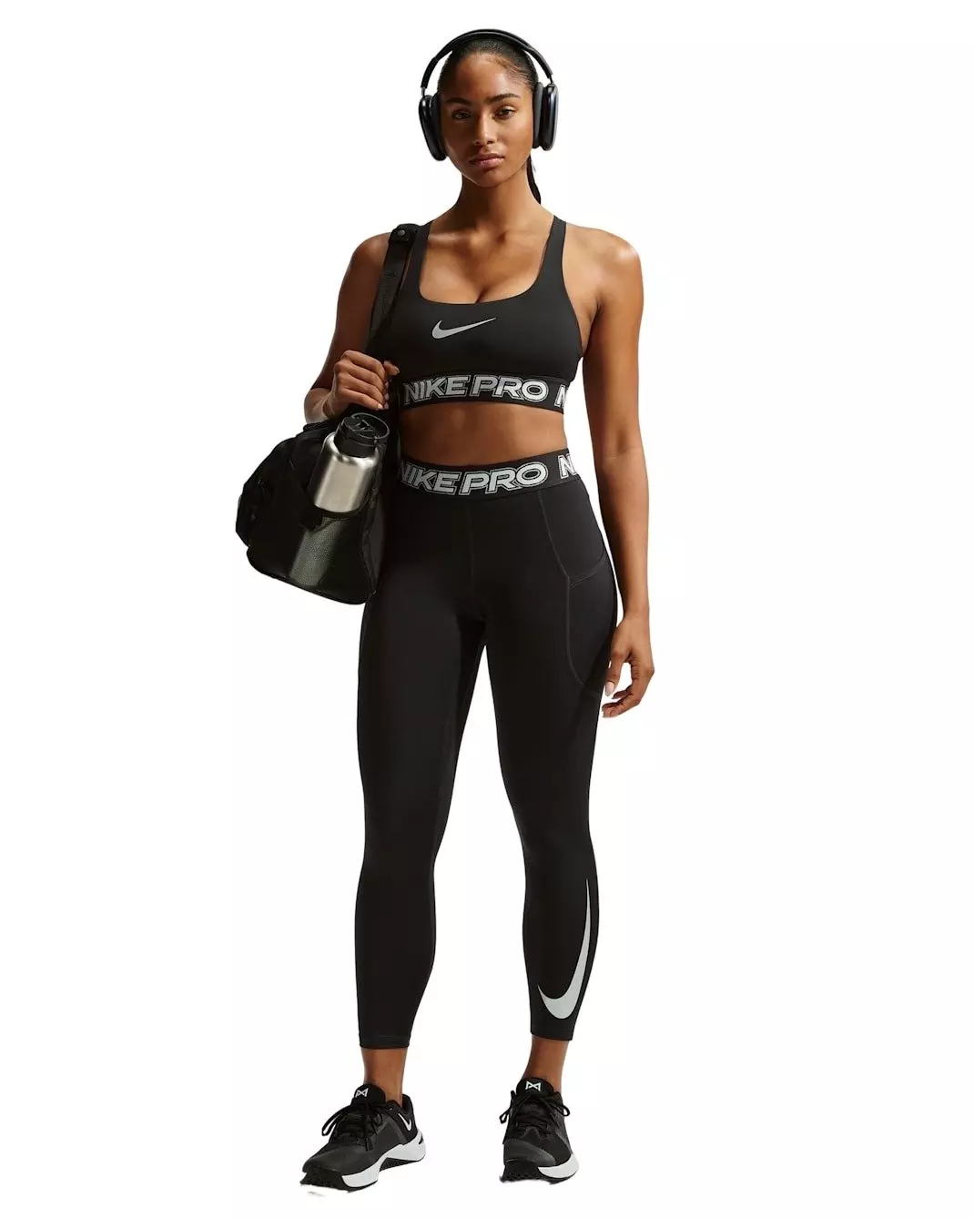Nike Women's Pro Mid-Rise 7/8 Leggings -Black - BLACK
