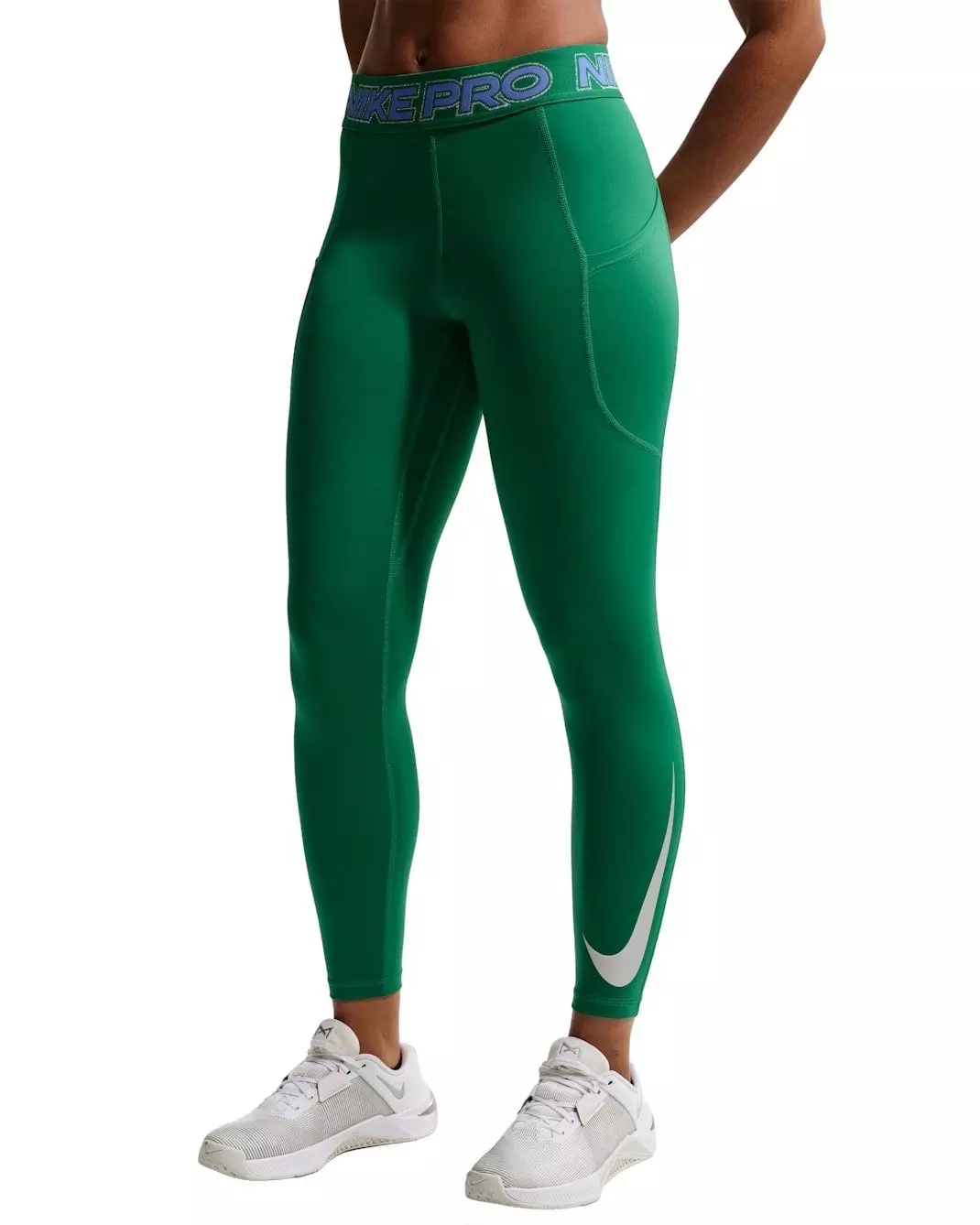 Nike Women's Pro Mid-Rise 7/8 Leggings -Green - GREEN