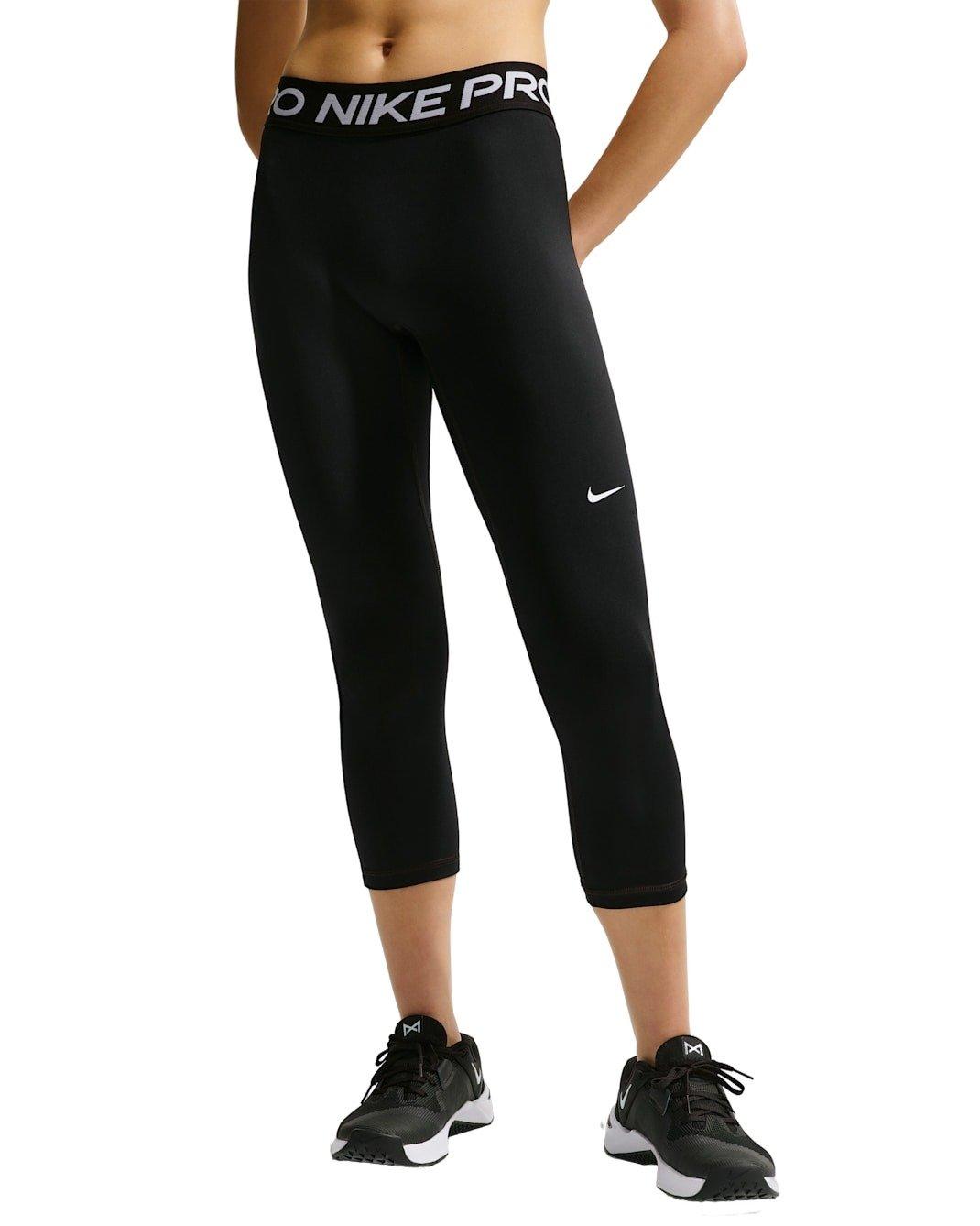 Nike Women's Pro Mid-Rise Crop Leggings -Black - BLACK Thumbnail View 1
