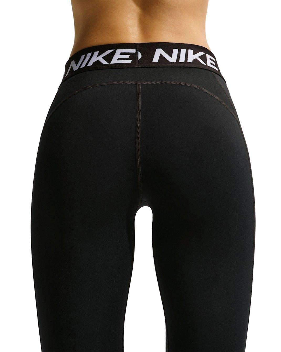 Nike Women's Pro Mid-Rise Crop Leggings - Black - BLACK Thumbnail View 2