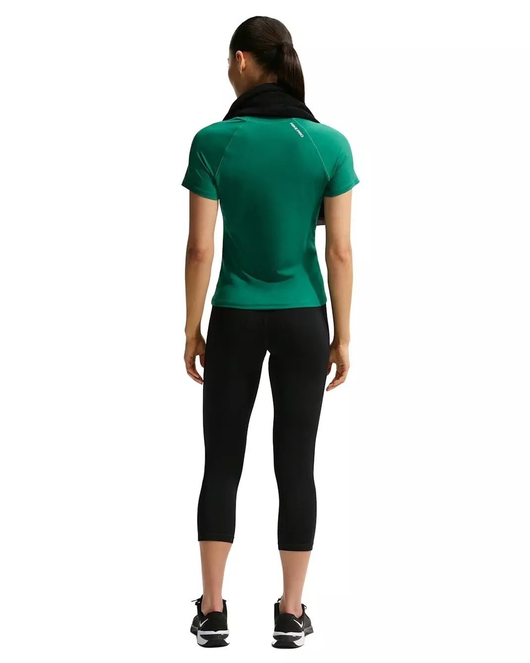 Nike Women's Pro Mid-Rise Crop Leggings -Black - BLACK