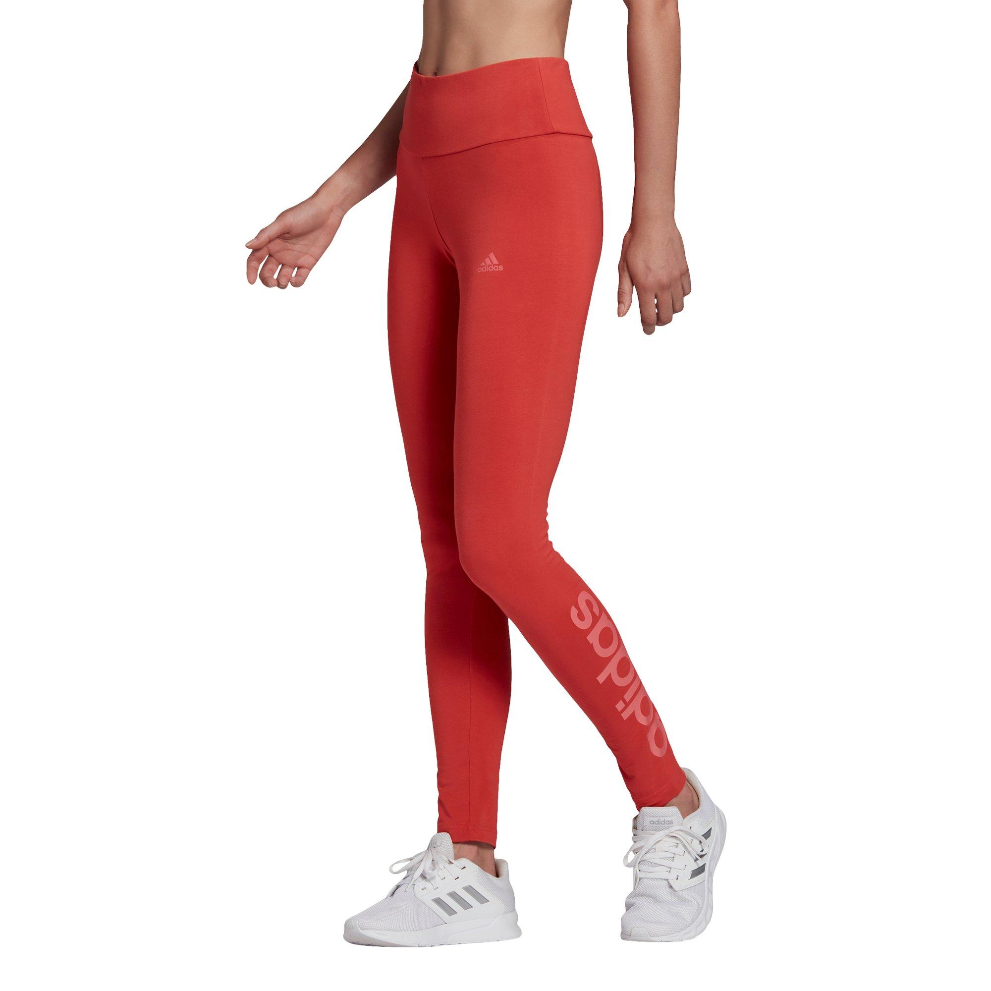 adidas Women's Red High-Waisted Logo Leggings - RED Thumbnail View 1