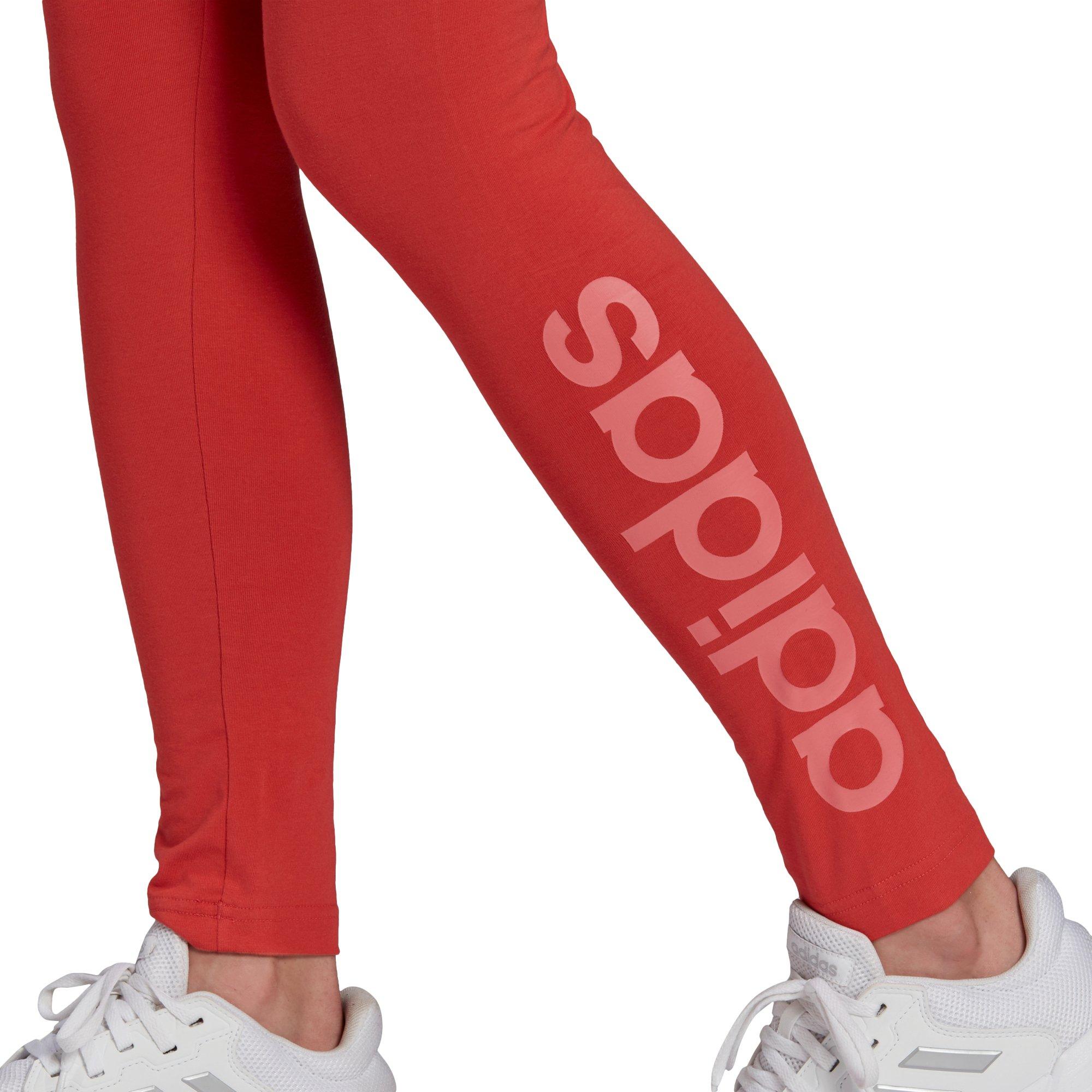 adidas Women's Red High-Waisted Logo Leggings - RED Thumbnail View 3