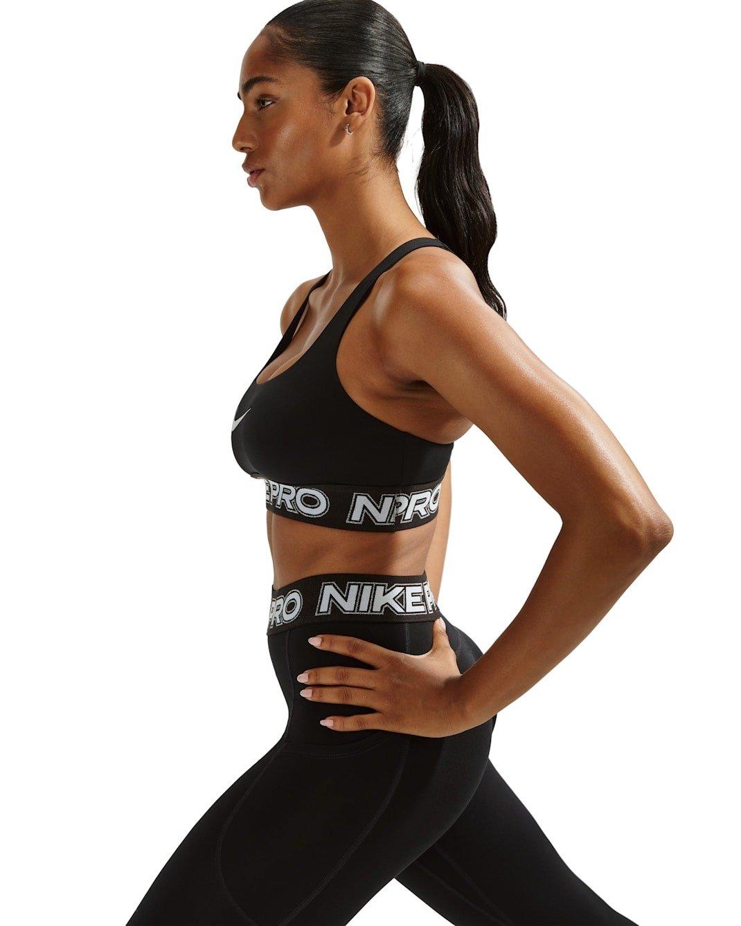 Nike Women's Pro Light-Support Non-Padded Sports Bra -Black/White - BLACK/WHITE Thumbnail View 3