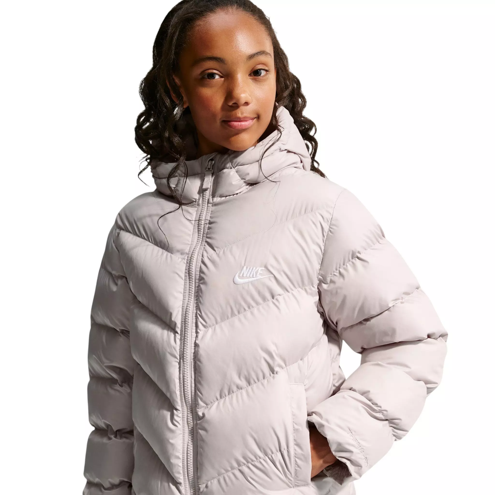 Nike Big Kids' Sportswear All Day Play Therma-FIT Loose-Fit Puffer Jacket - Grey - BROWN