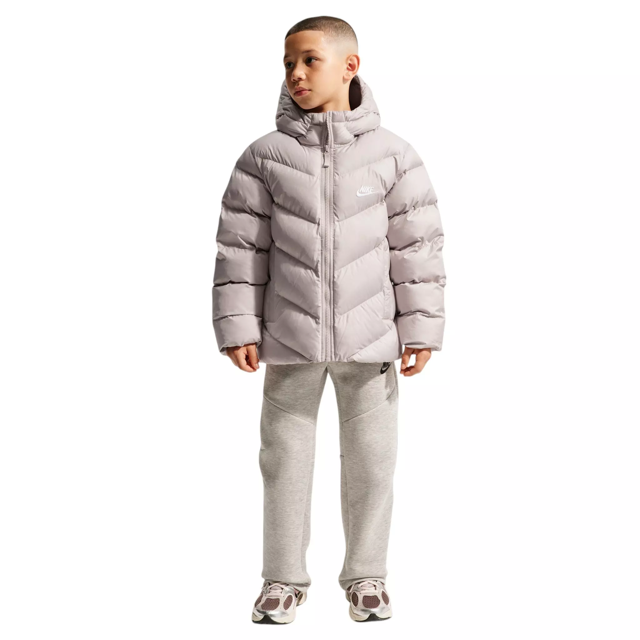 Nike Big Kids' Sportswear All Day Play Therma-FIT Loose-Fit Puffer Jacket - Grey - BROWN