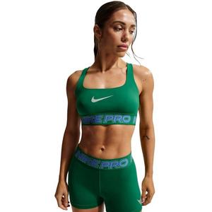 Nike Women's Pro Light-Support Non-Padded Sports Bra -Green/Blue