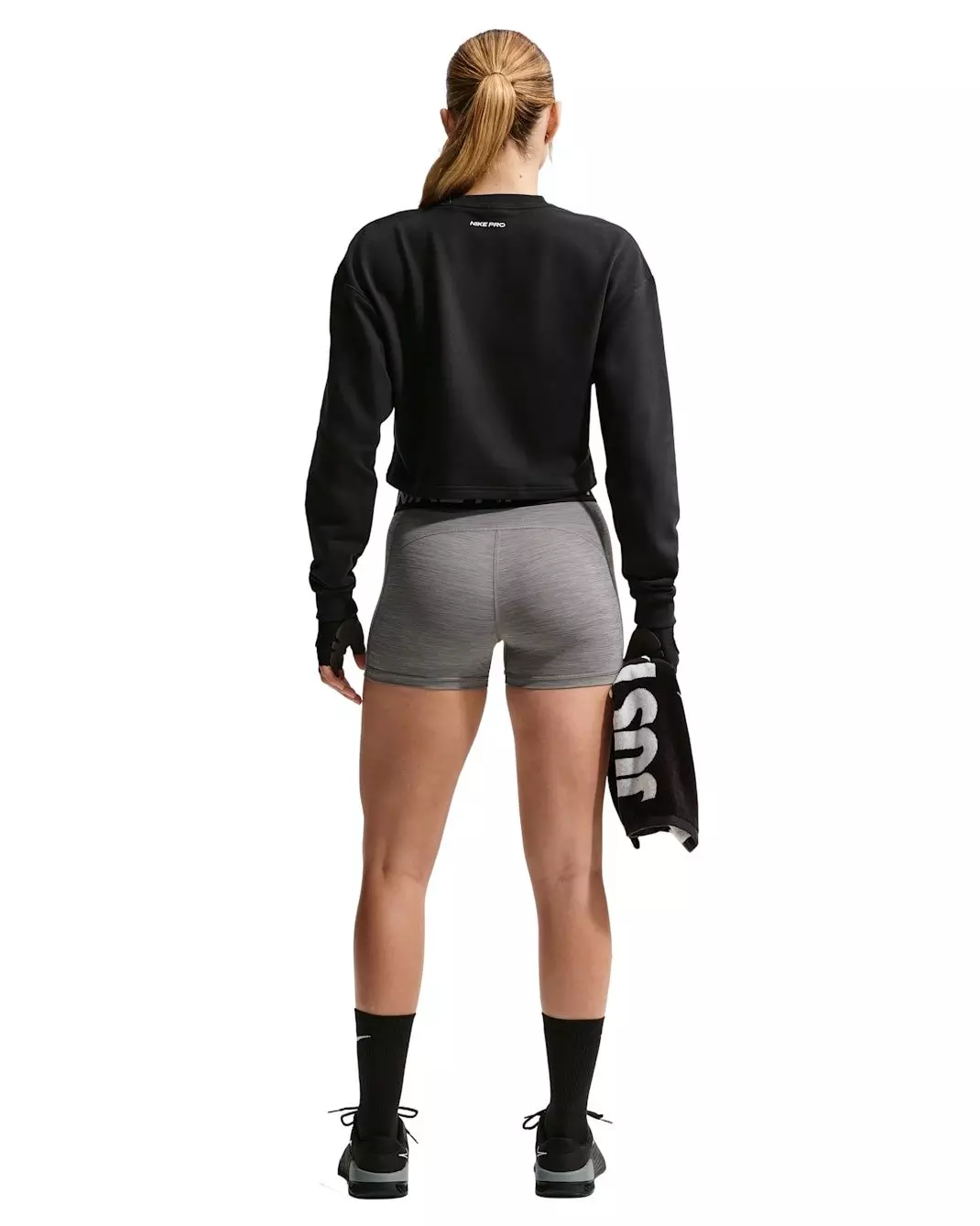 Nike Women's Pro Dri-FIT Crew-Neck French Terry Top - Black - BLACK