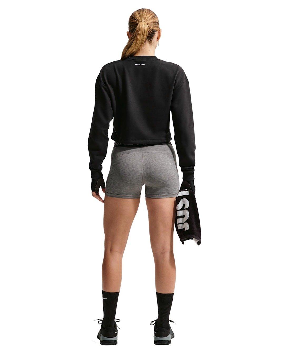 Nike Women's Pro Dri-FIT Crew-Neck French Terry Top -Black - BLACK Thumbnail View 5