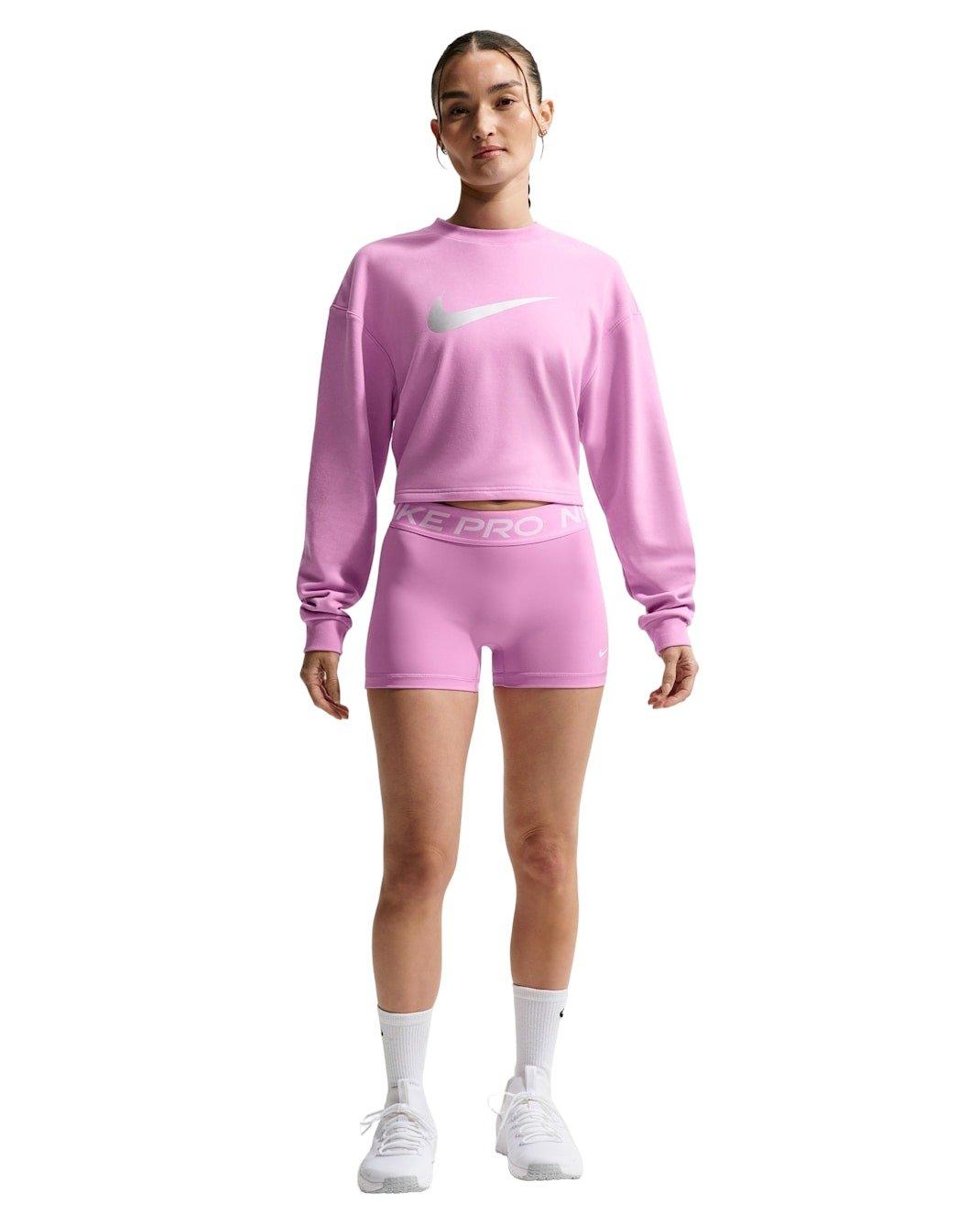 Nike Women's Pro Dri-FIT Crew-Neck French Terry Top - Lt Magenta - LT MAGENTA Thumbnail View 4