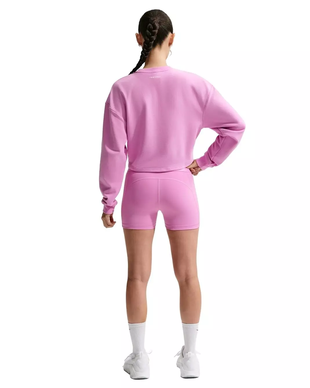 Nike Women's Pro Dri-FIT Crew-Neck French Terry Top - Lt Magenta - LT MAGENTA