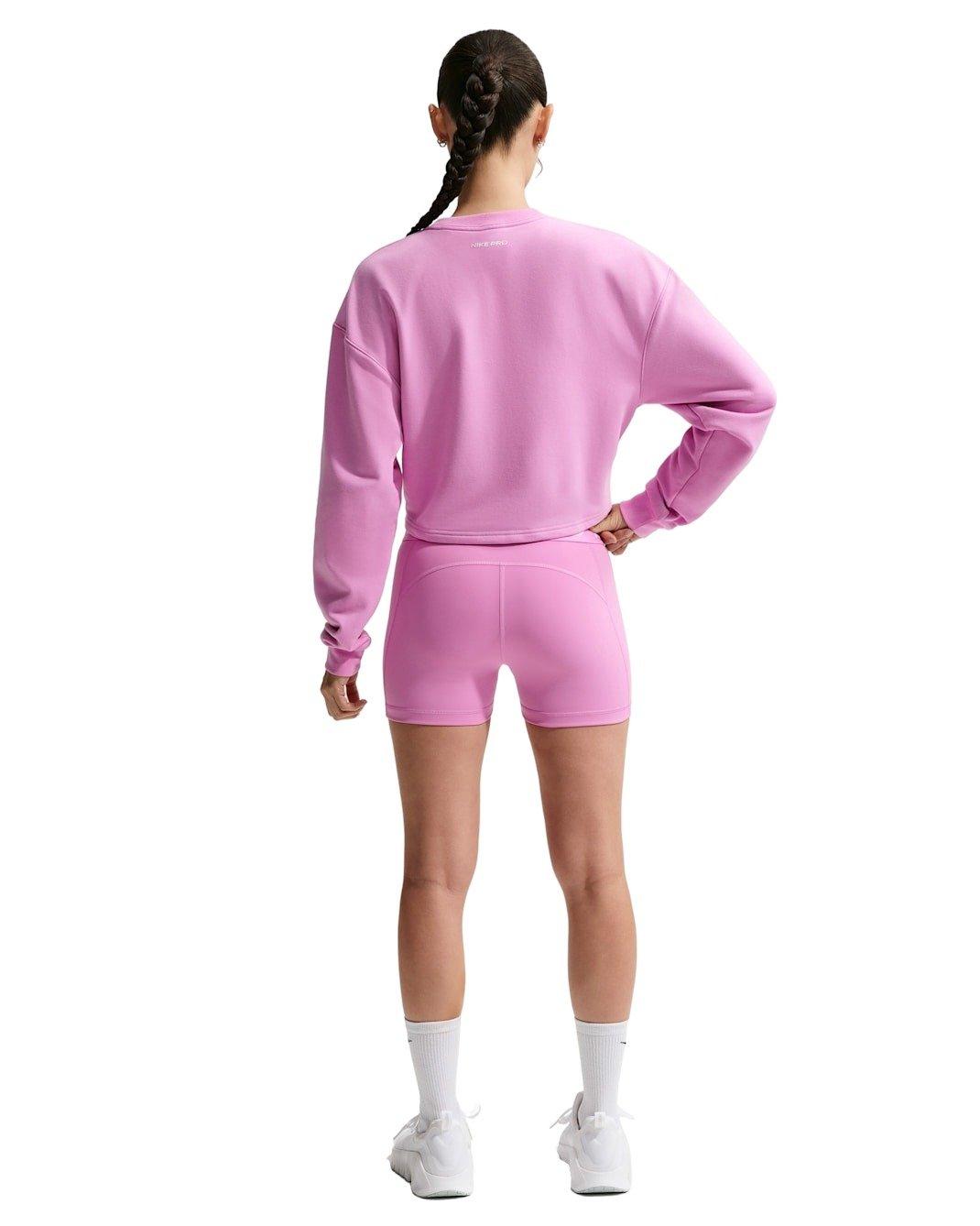 Nike Women's Pro Dri-FIT Crew-Neck French Terry Top -Lt Magenta - LT MAGENTA Thumbnail View 5