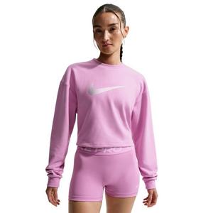 Nike Women's Pro Dri-FIT Crew-Neck French Terry Top -Lt Magenta