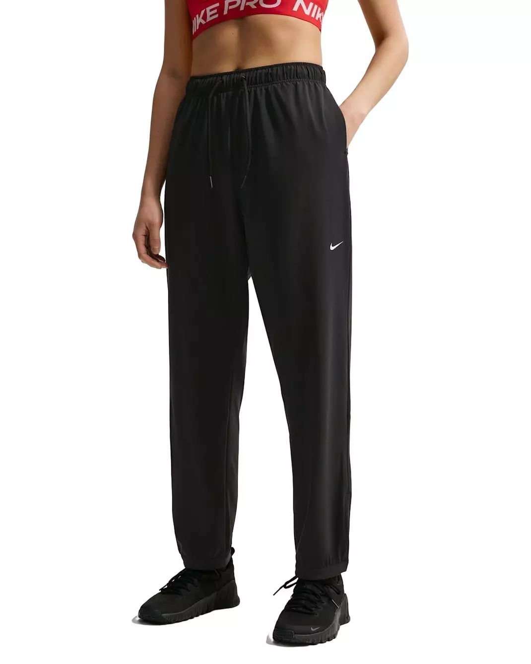 Nike Women's Pro Dri-FIT Mid-Rise Full-Length Woven Pants - Black - BLACK