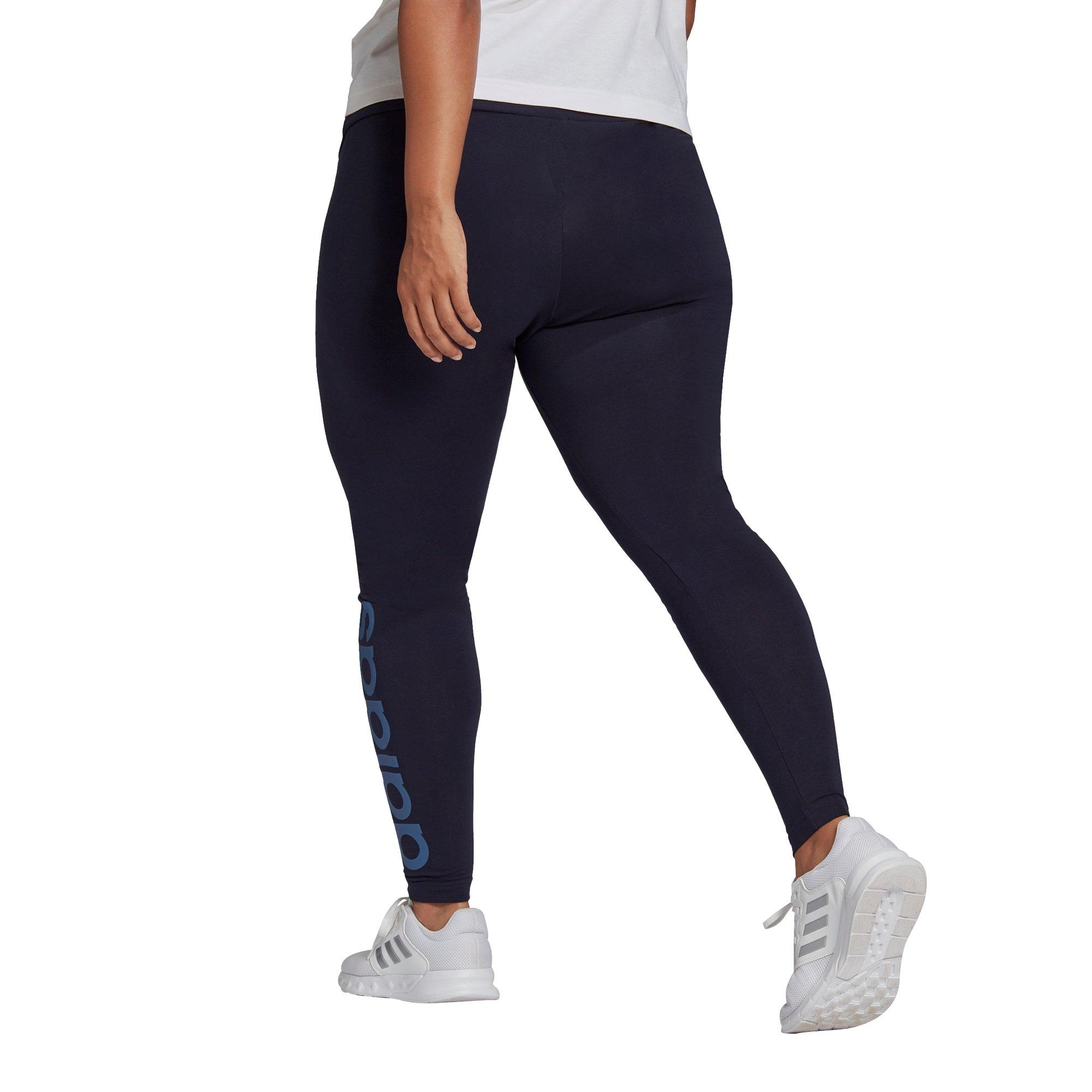 adidas Women's Plus Size Navy/Blue High-Waisted Logo Leggings - NAVY/BLUE Thumbnail View 1
