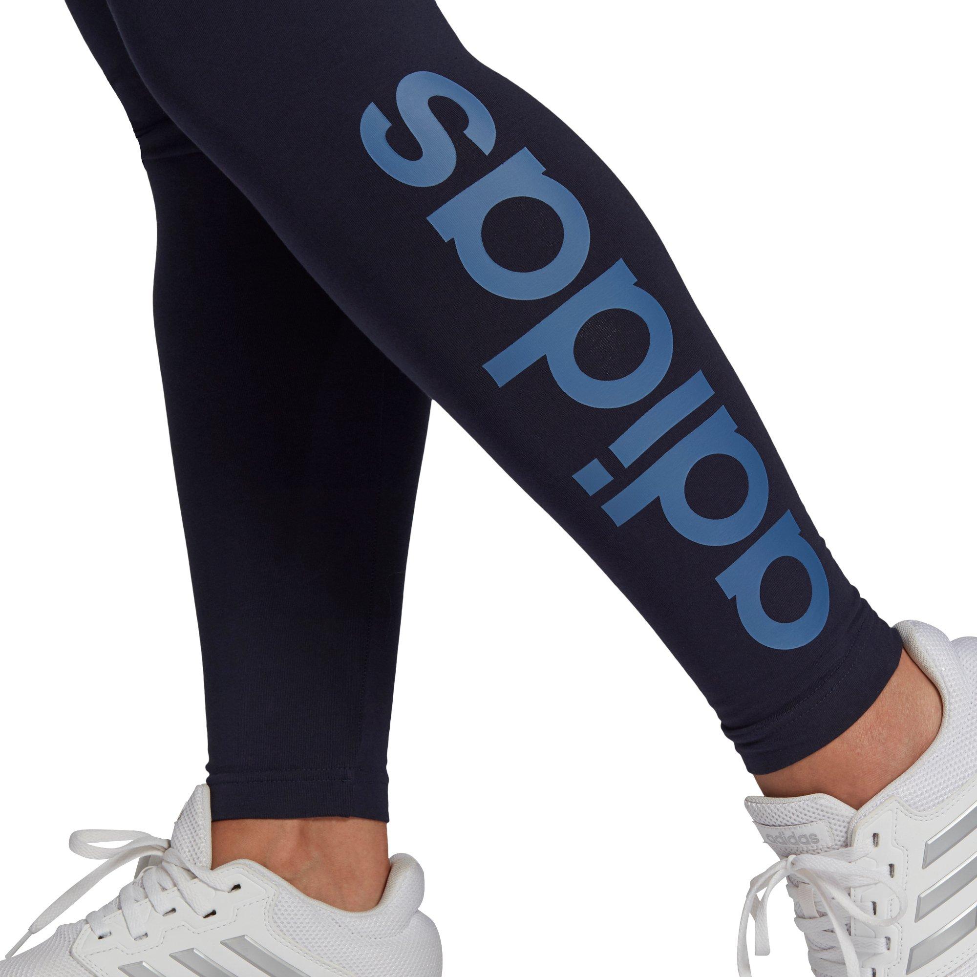 adidas Women's Plus Size Navy/Blue High-Waisted Logo Leggings - NAVY/BLUE Thumbnail View 4