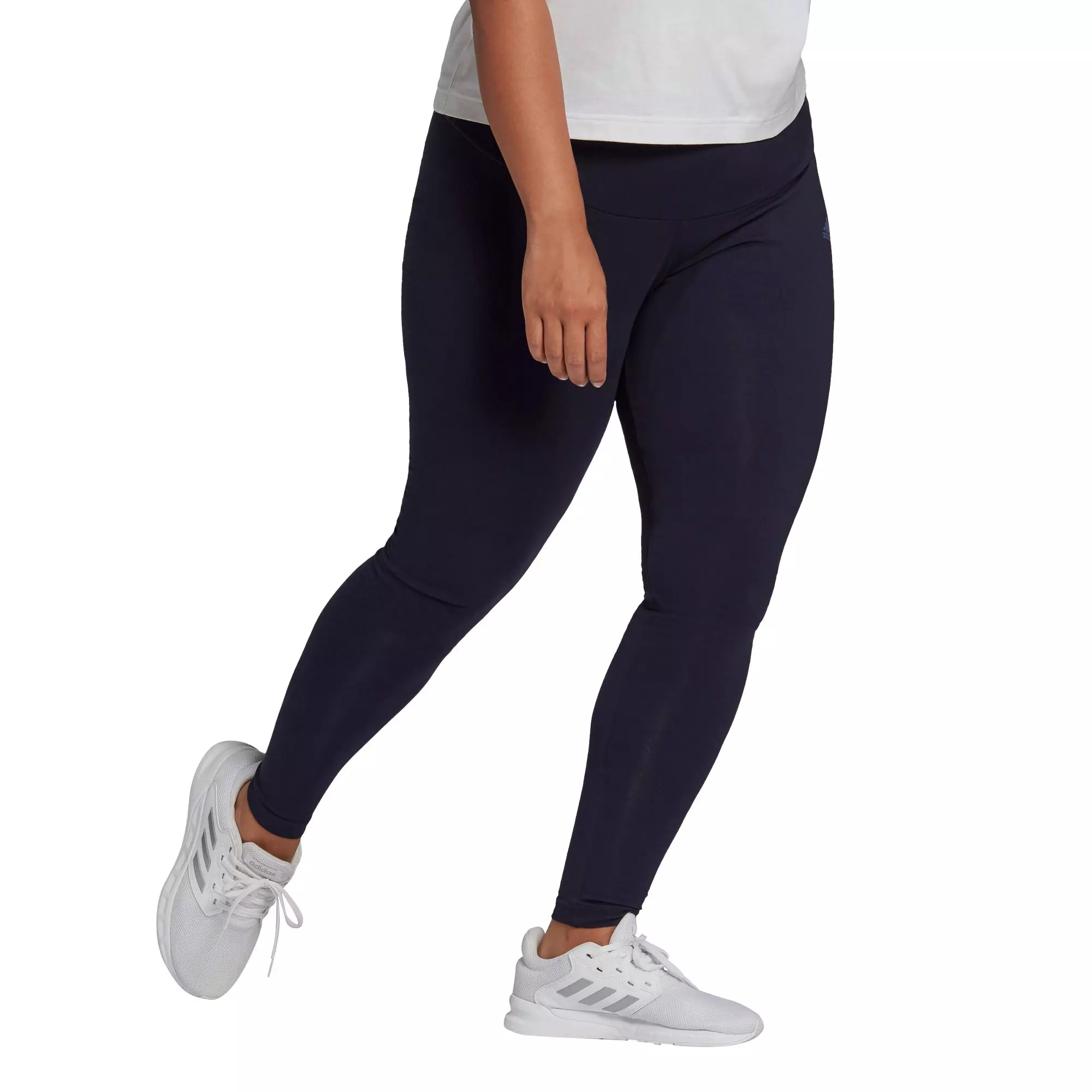 adidas Women's Plus Size Navy/Blue High-Waisted Logo Leggings - NAVY/BLUE