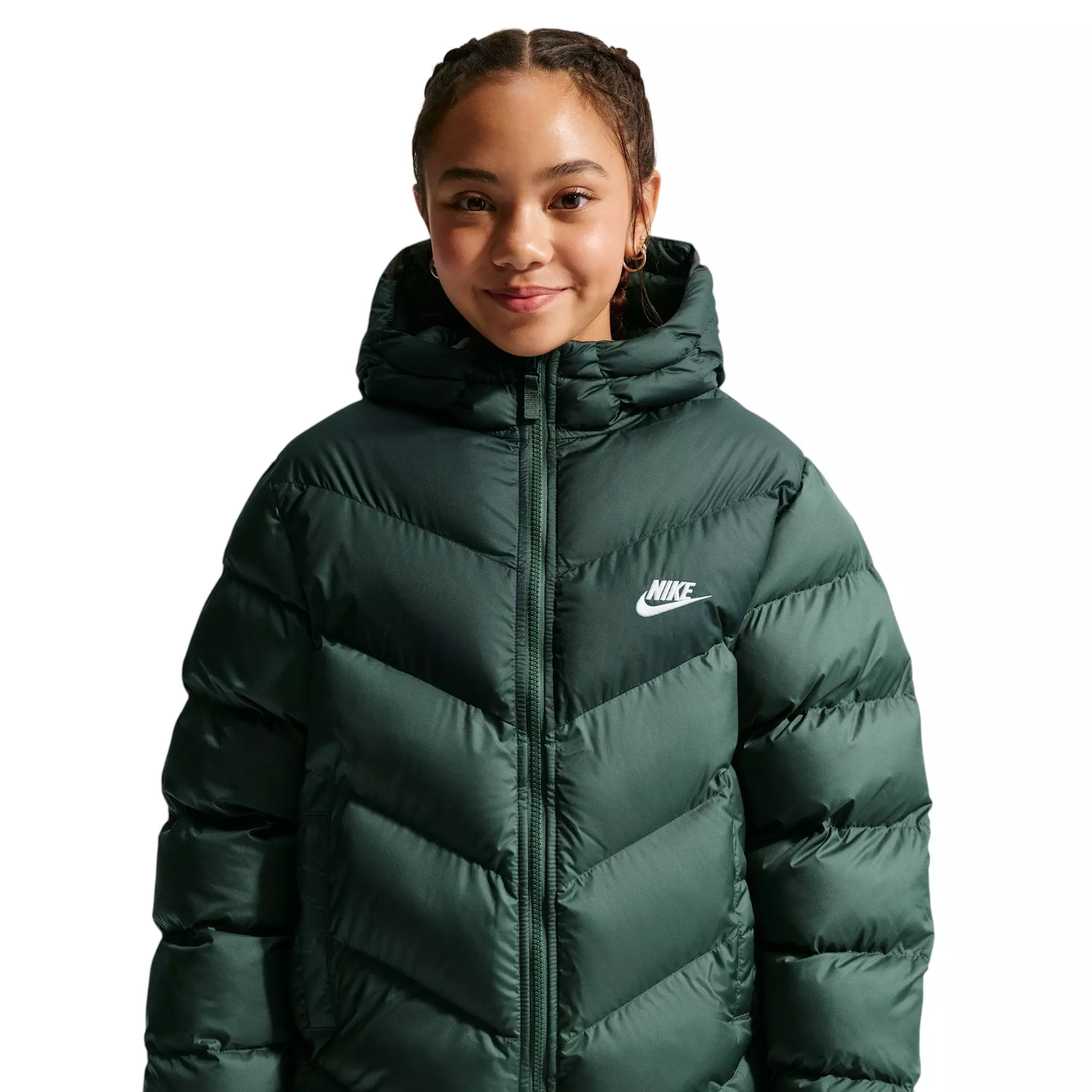 Nike Big Kids' Sportswear All Day Play Therma-FIT Loose-Fit Puffer Jacket - Green - GREEN