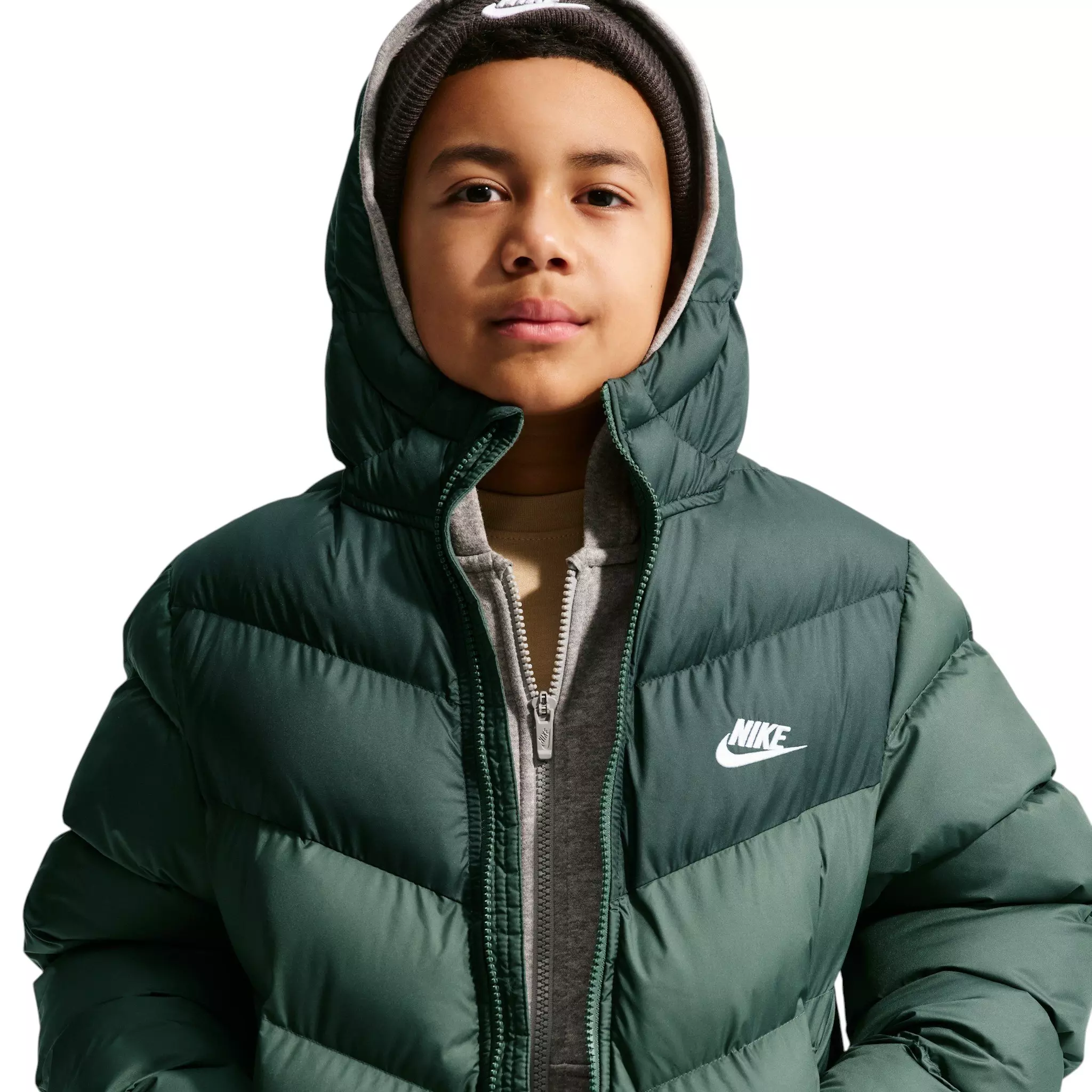 Nike Big Kids' Sportswear All Day Play Therma-FIT Loose-Fit Puffer Jacket - Green - GREEN