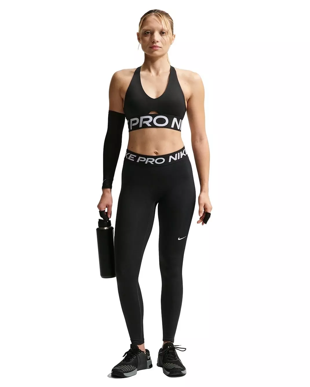 Nike Women's Pro Sculpt Medium-Support Padded Sports Bra -Black/White - BLACK/WHITE